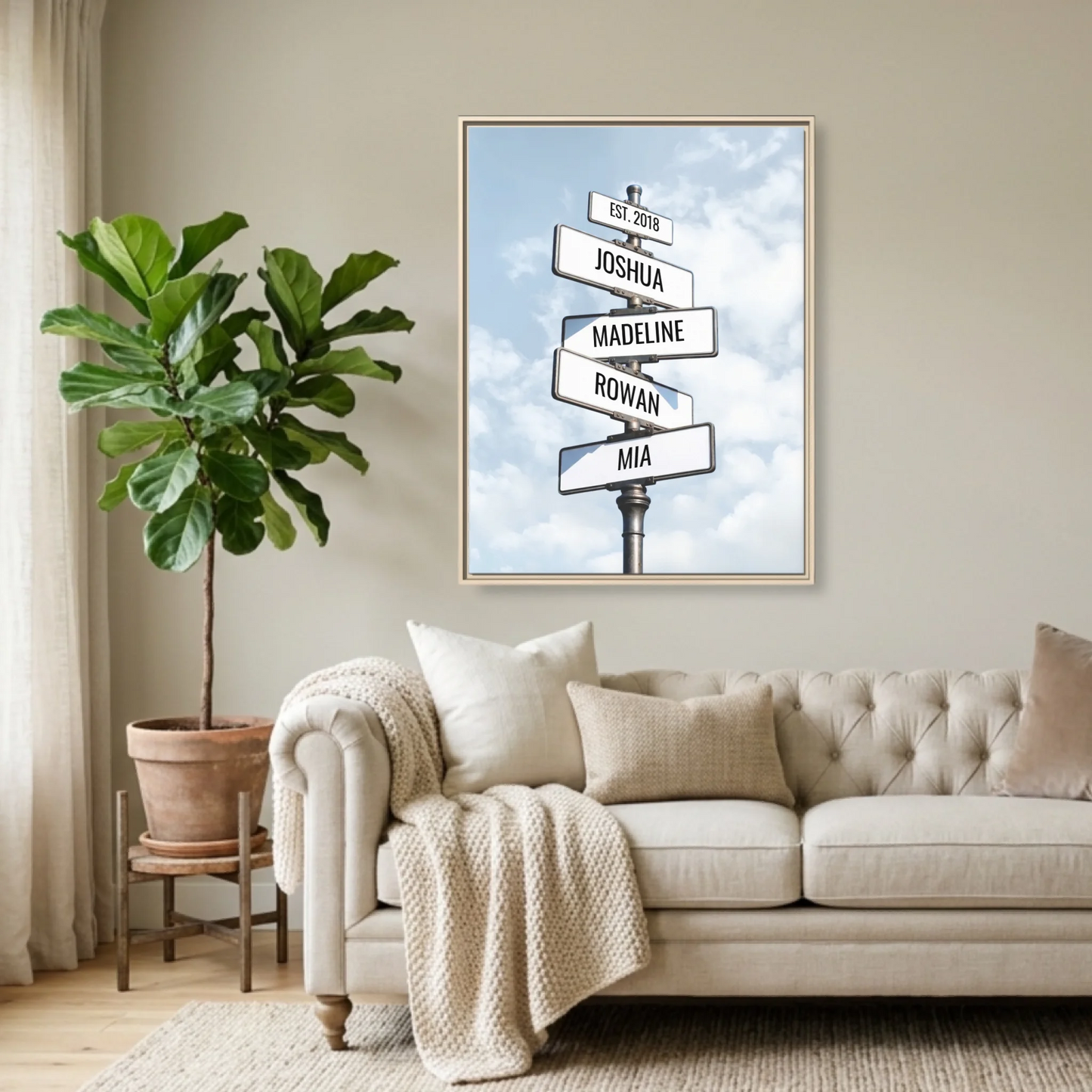 Natural Framed 30x40 (3.4) Vertical Rectangular Canvas
