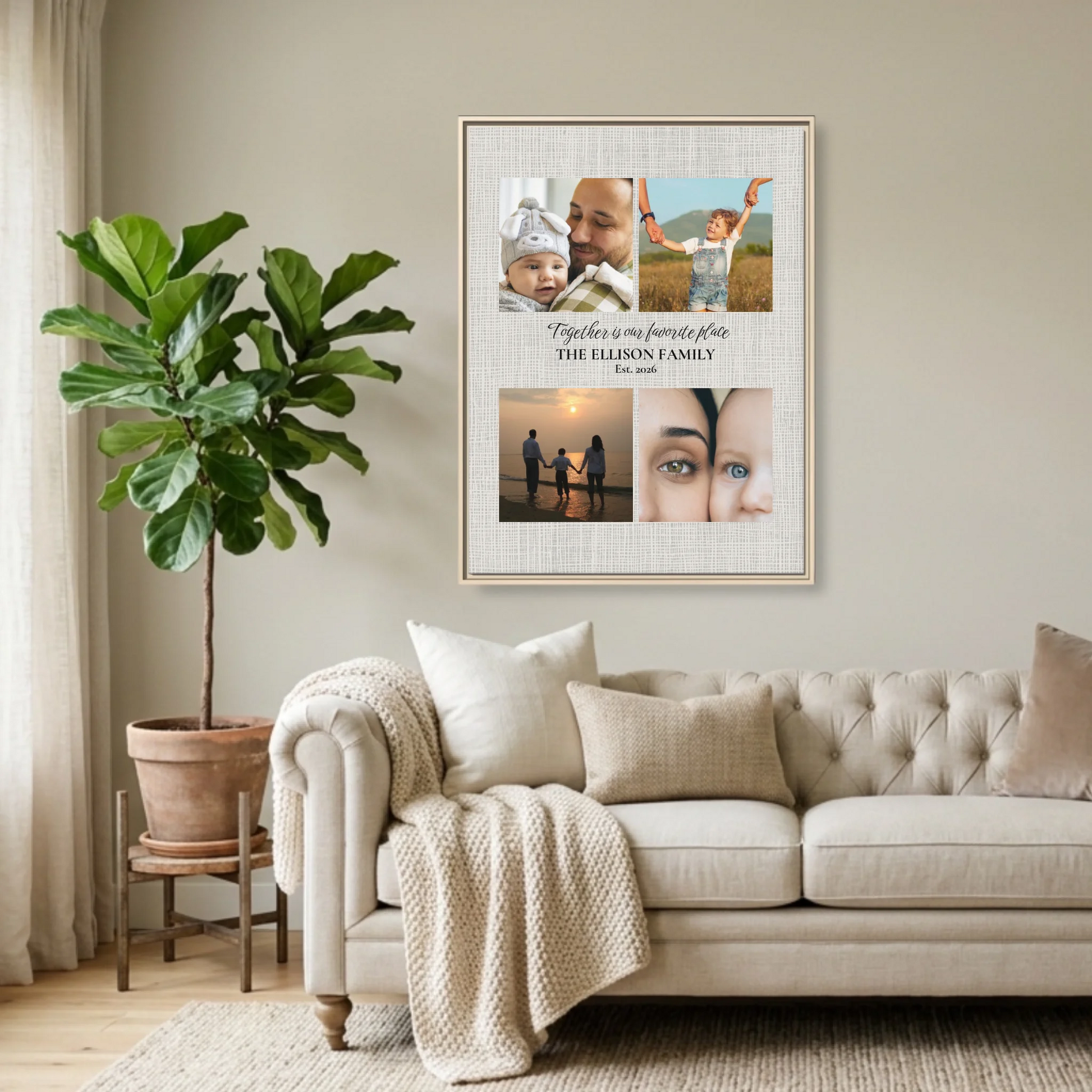Natural Framed 30x40 (3.4) Vertical Rectangular Canvas