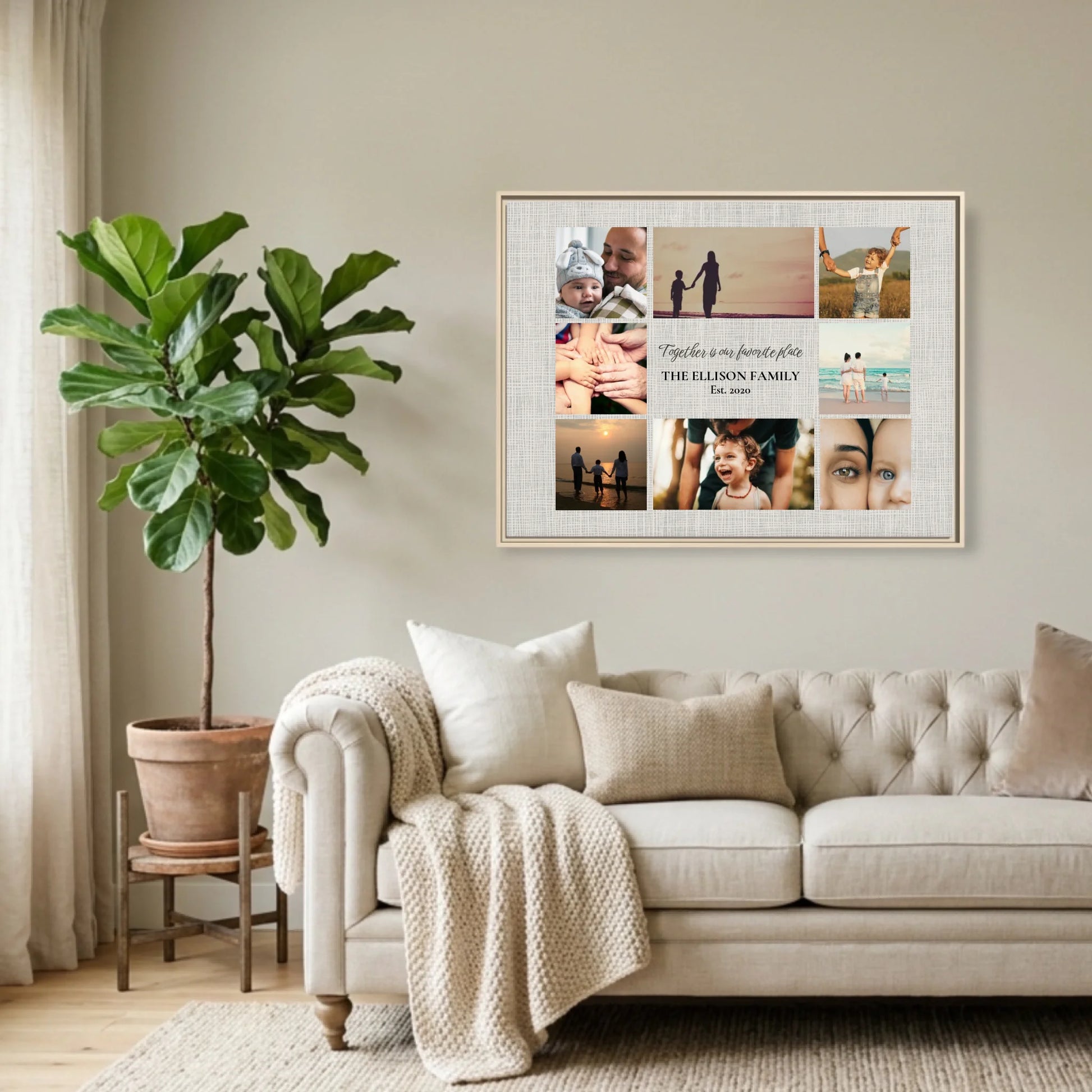 Natural Framed Horizontal 4.3 Rectangular Canvas Lifestyle Mockup
