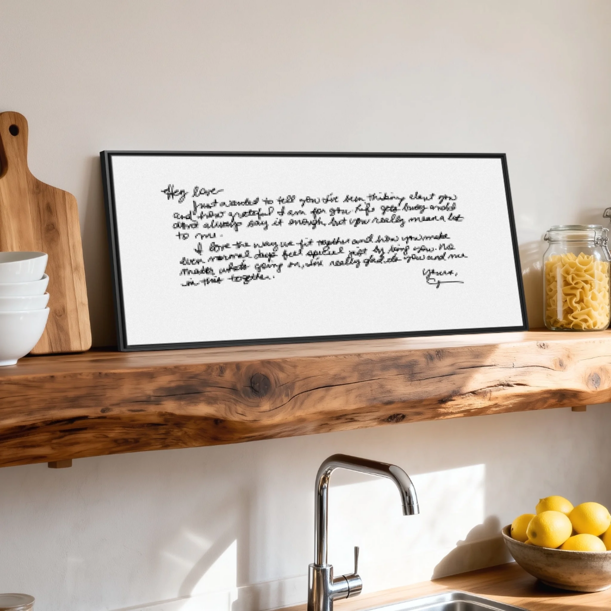 Shelf over kitchen sink black framed wide format 2.1