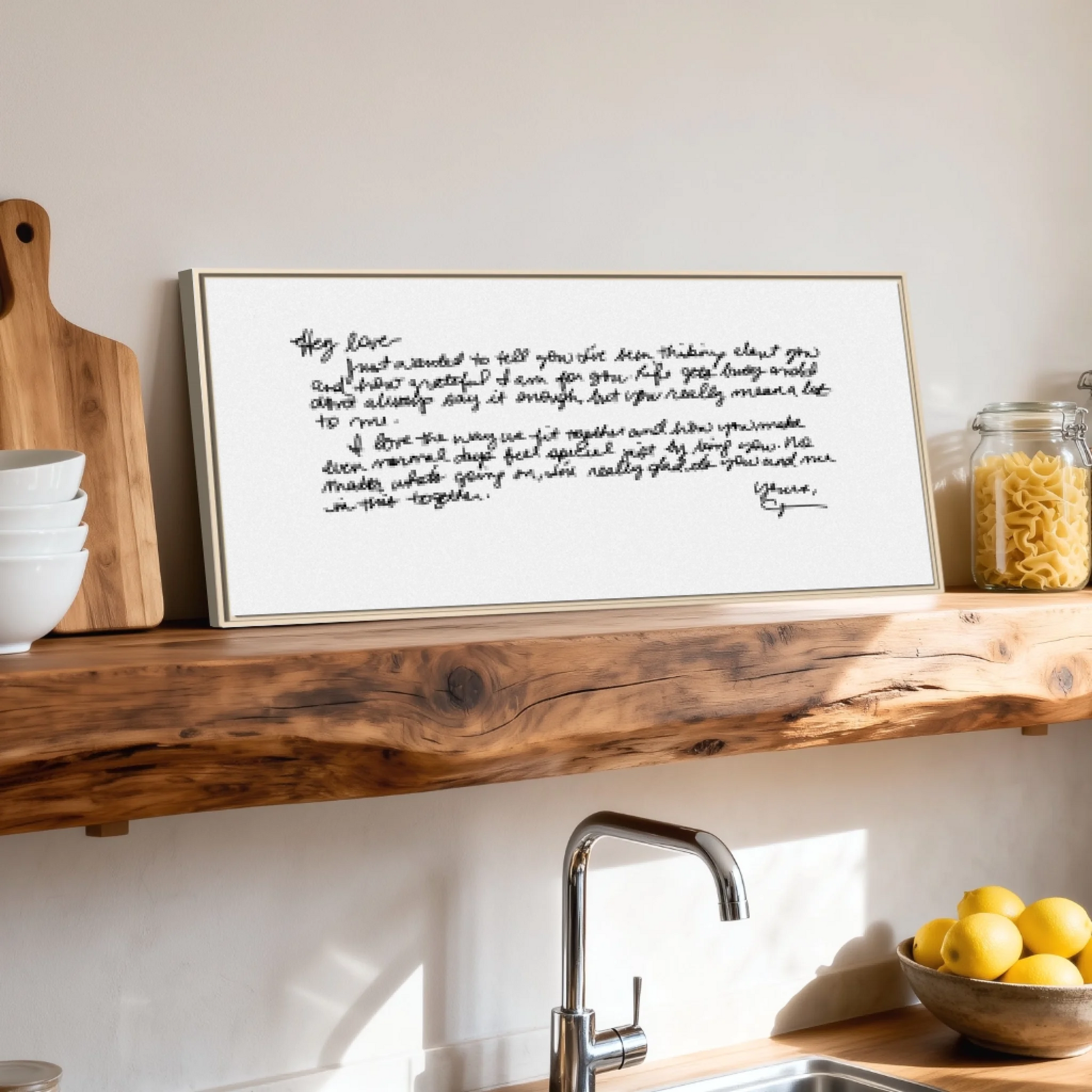 Shelf over kitchen sink natural framed wide format 2.1