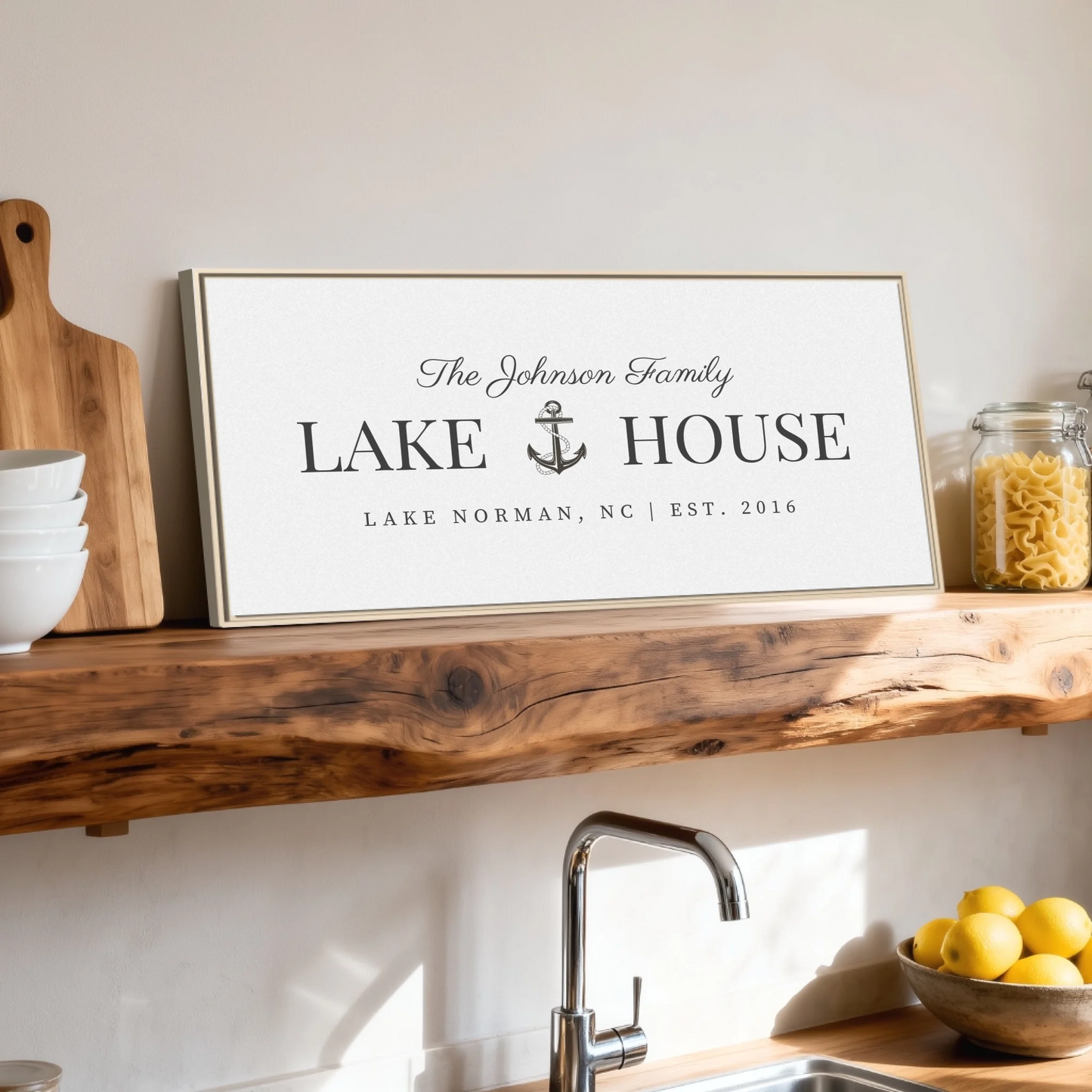 Shelf over kitchen sink natural framed wide format 2.1