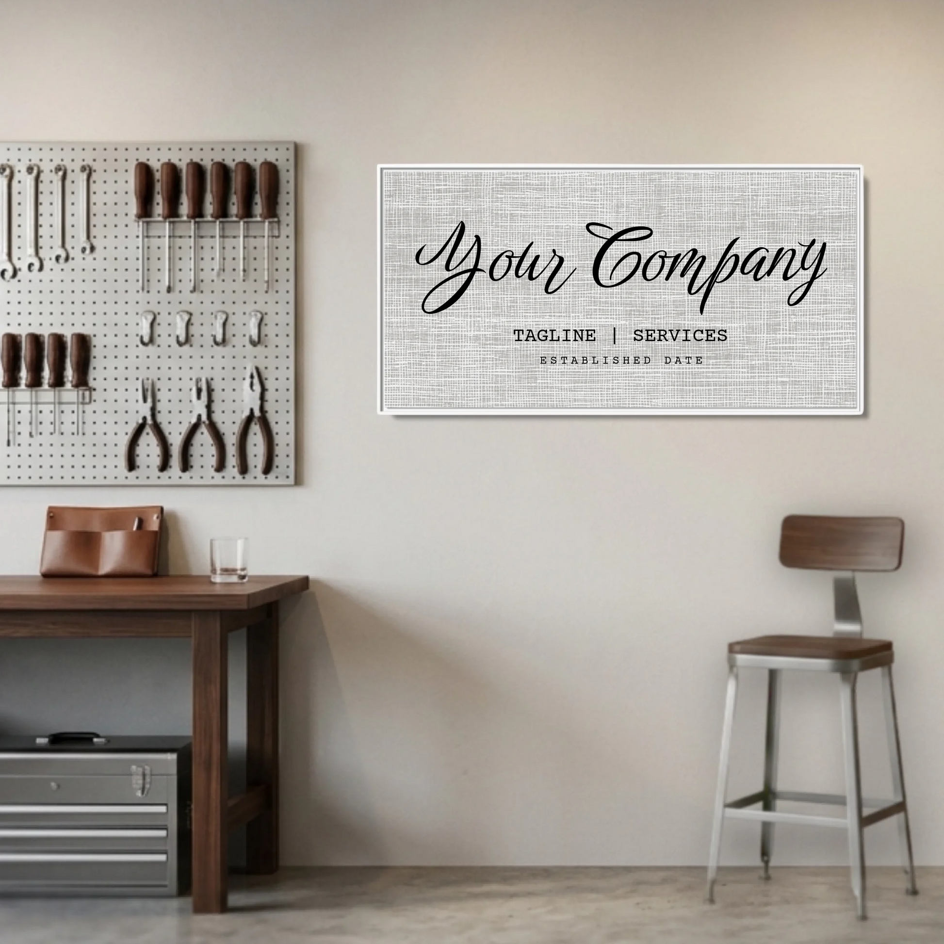 Garage White Framed Wide Format 2.1 Canvas Mockup