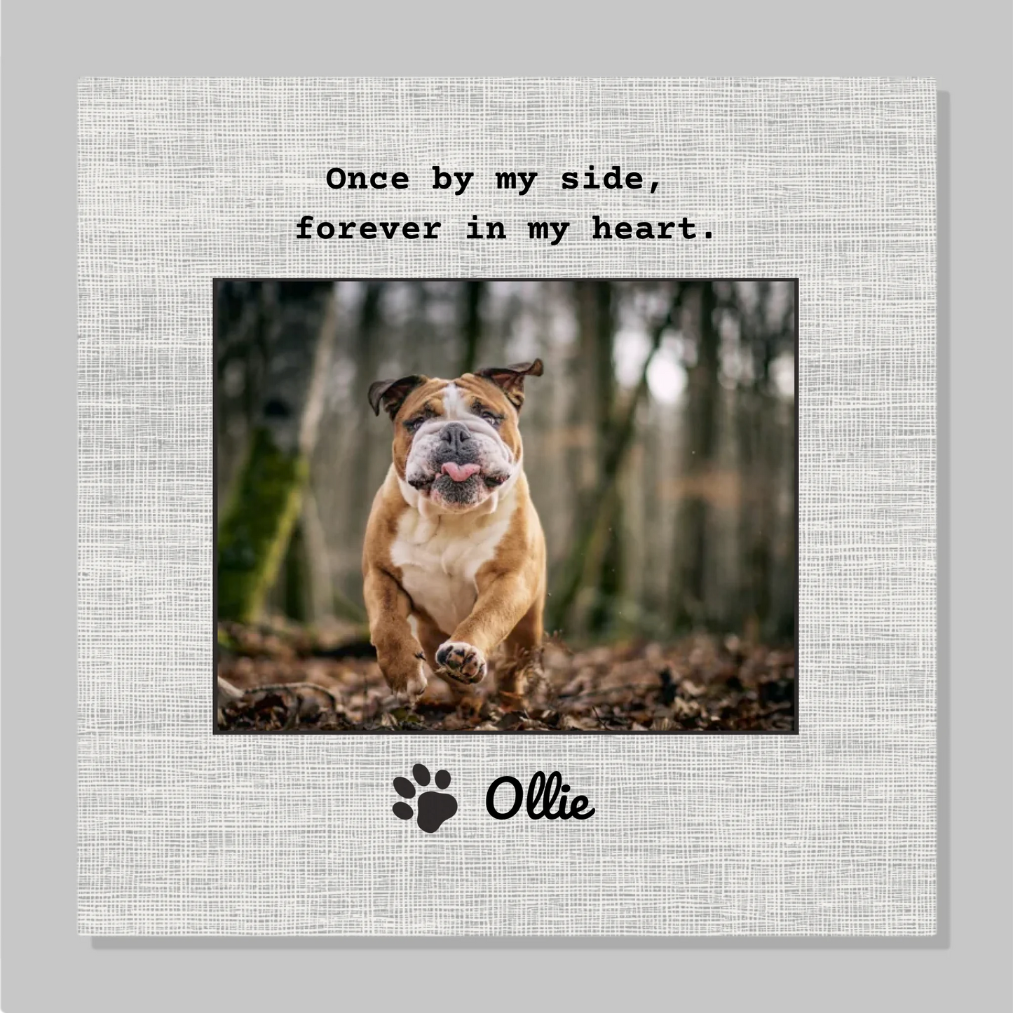 Pet Memorial Canvas Print with Photo Upload – Forever in My Heart Poem, Personalized Pet Name with Paw Print Tribute Wall Art