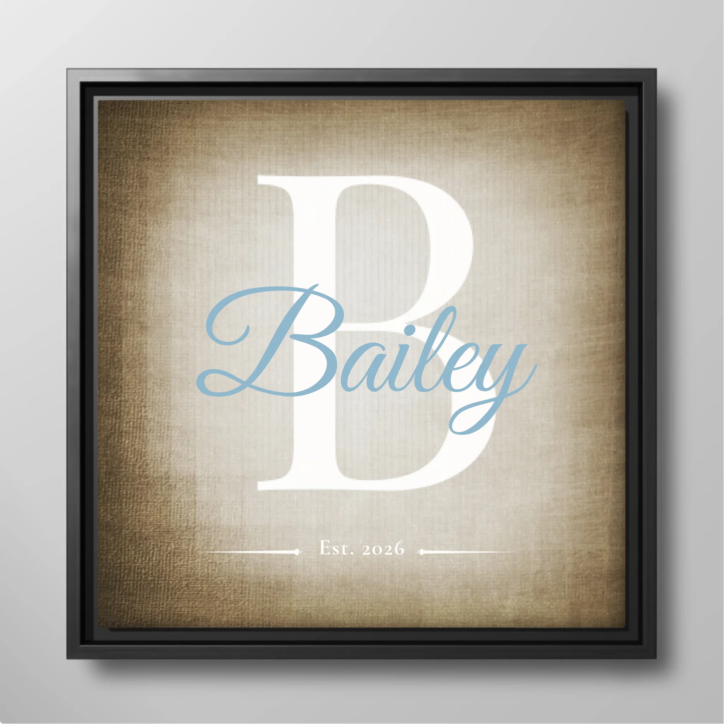 Family Name Monogram Canvas – Personalized Initial, Established Date & Choice of 3 Backgrounds – Meaningful Wall Art