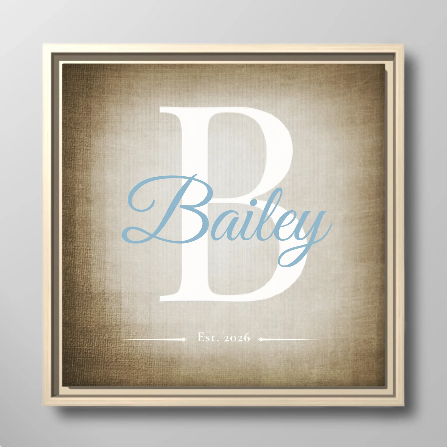 Family Name Monogram Canvas – Personalized Initial, Established Date & Choice of 3 Backgrounds – Meaningful Wall Art