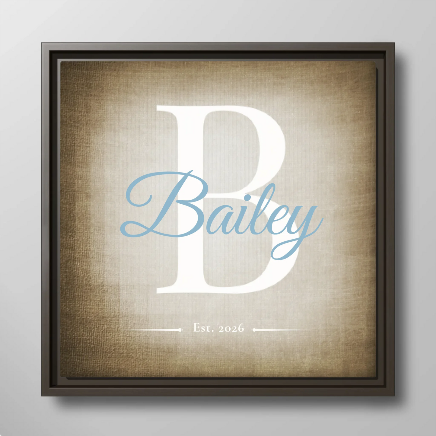 Family Name Monogram Canvas – Personalized Initial, Established Date & Choice of 3 Backgrounds – Meaningful Wall Art