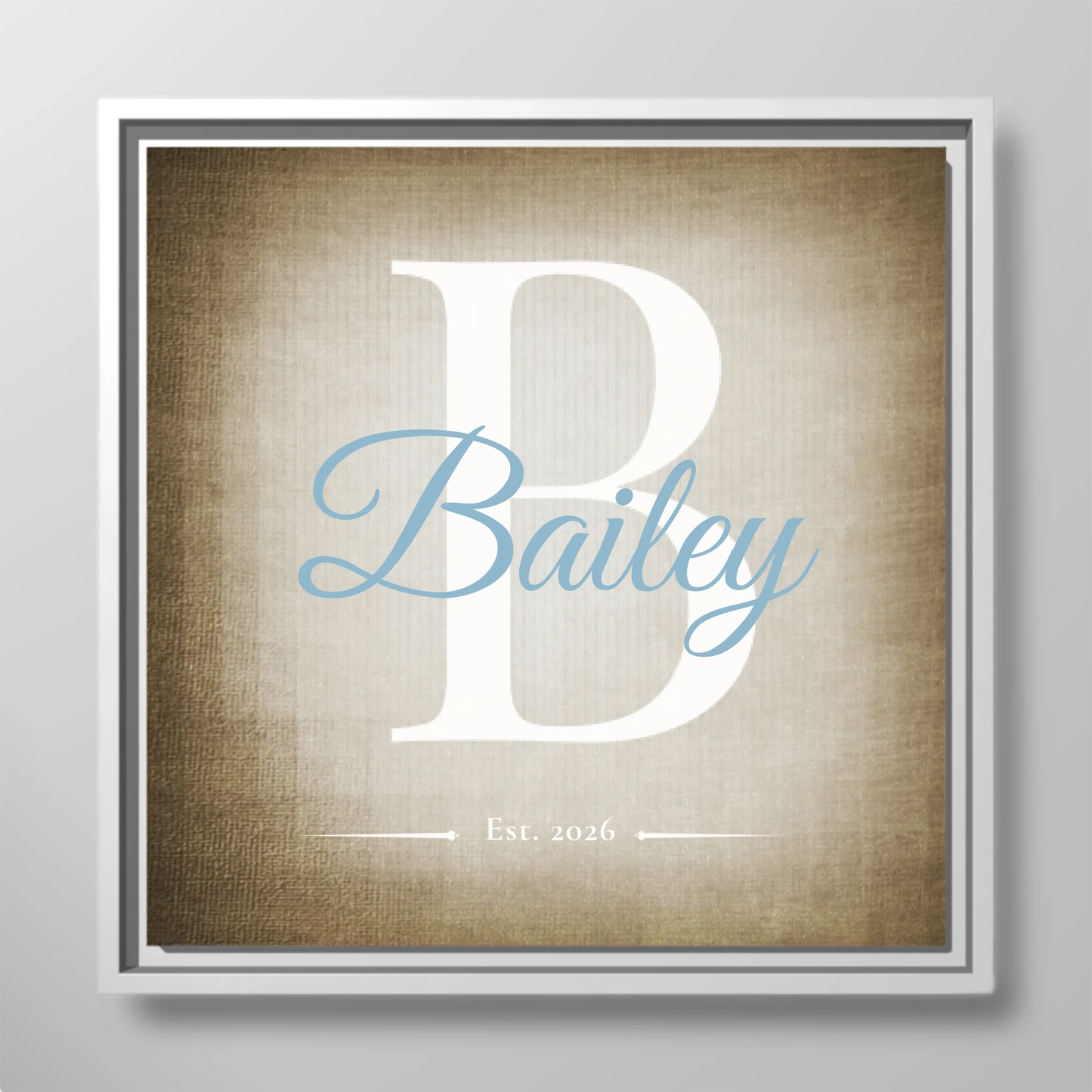 Family Name Monogram Canvas – Personalized Initial, Established Date & Choice of 3 Backgrounds – Meaningful Wall Art