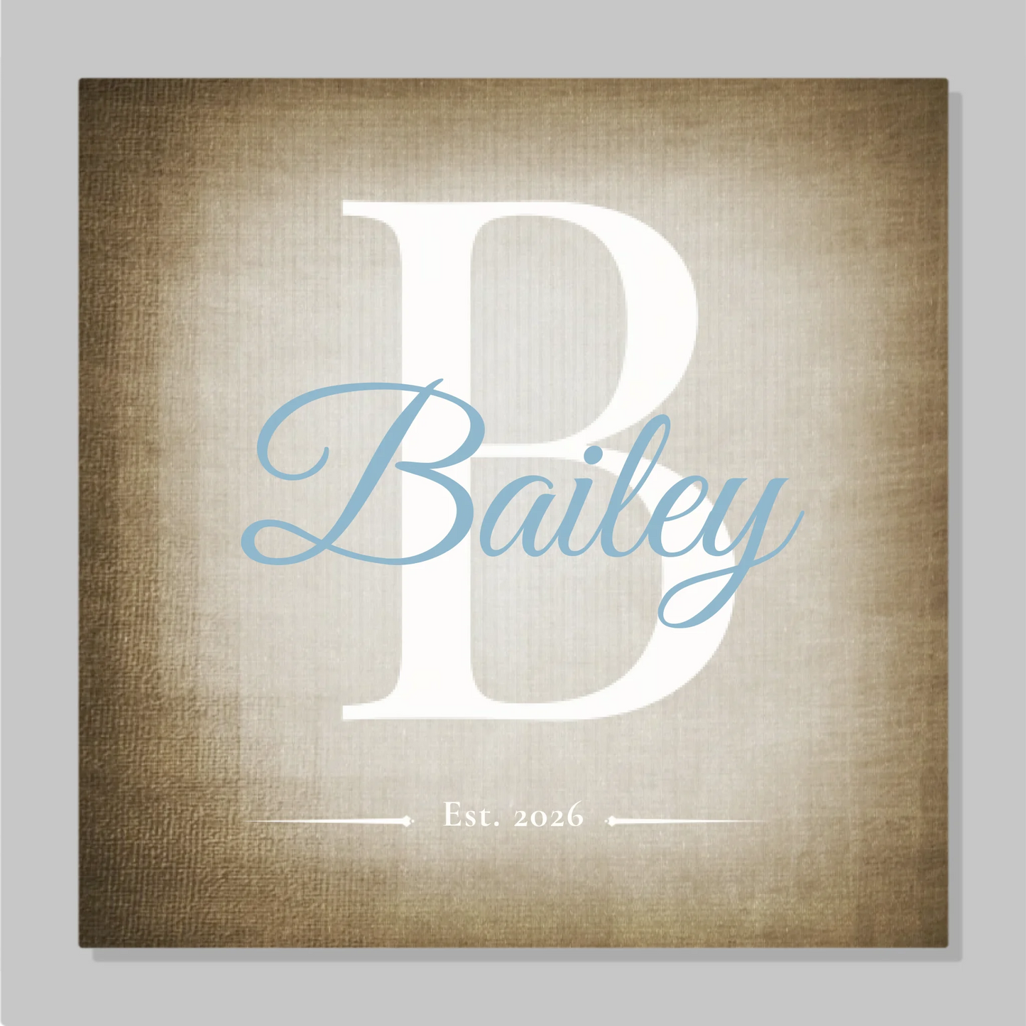 Family Name Monogram Canvas – Personalized Initial, Established Date & Choice of 3 Backgrounds – Meaningful Wall Art