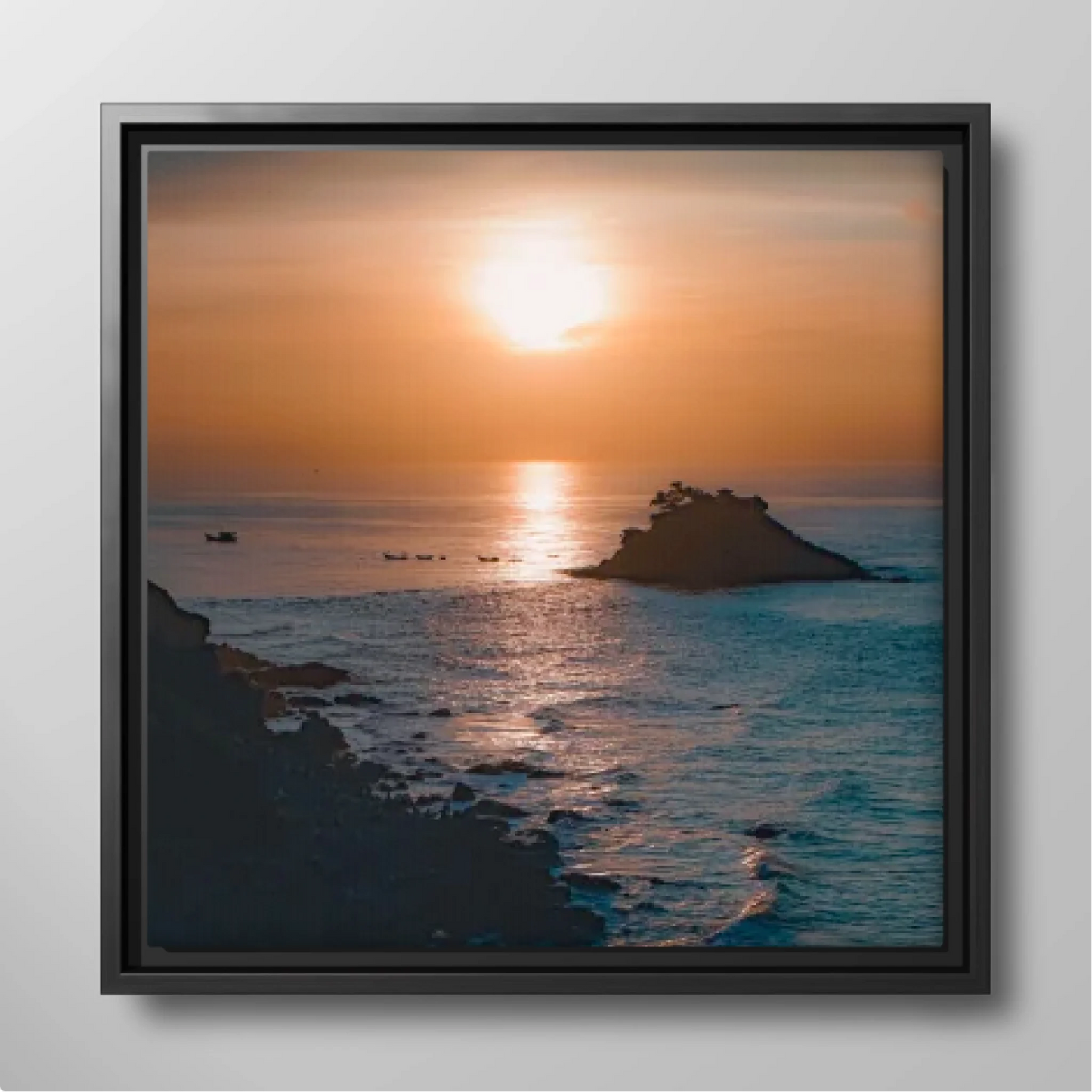 Personalized Square Photo Canvas - Framed or Unframed Custom Printed Wall Art Gift - with Optional Text in Multiple Sizes