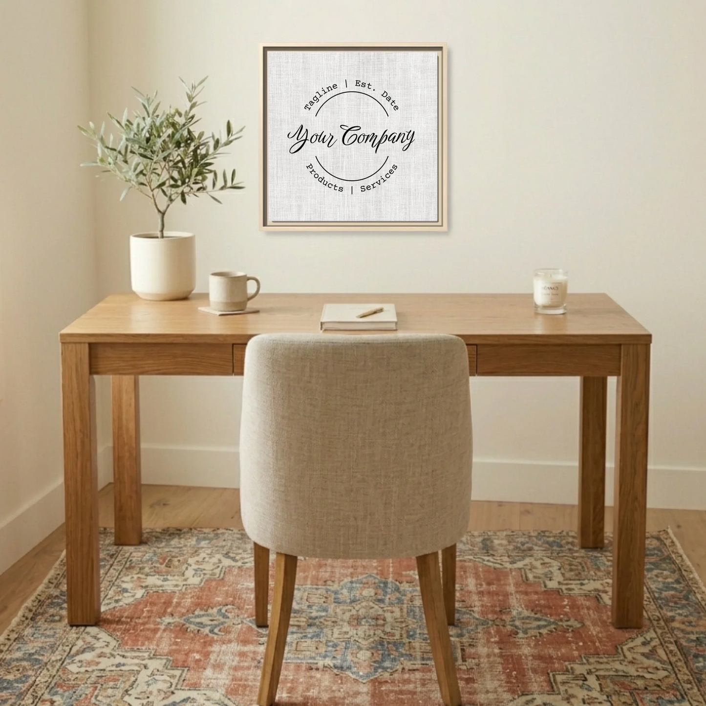Custom Your Company Business Square Canvas Wall Art – Personalized Company Name and Est. Date Sign, Products, Services & Slogan Unique Grand Opening Gift