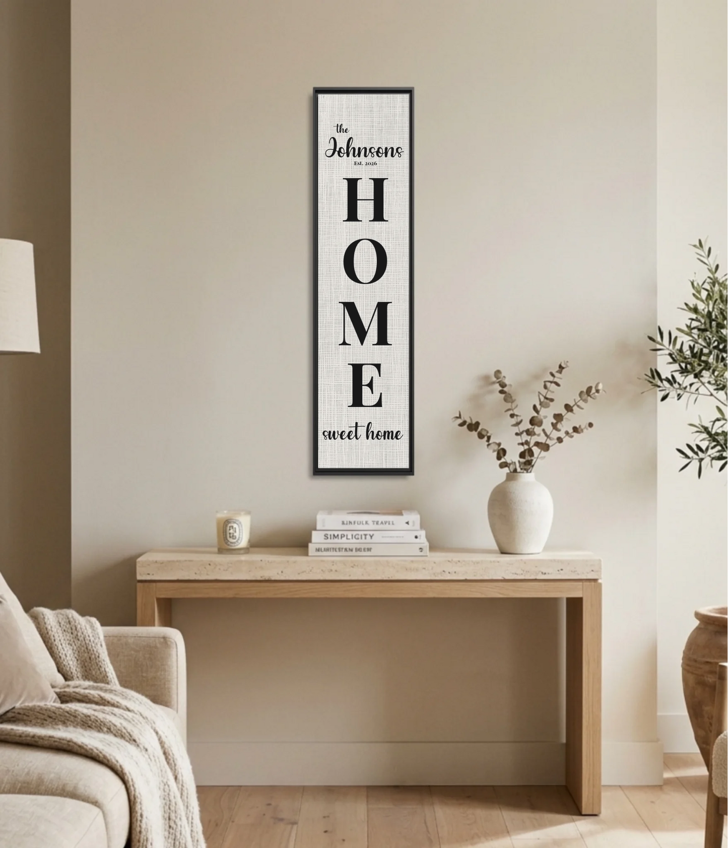Vertical Black Fr on Wall Panoramic 1.3 Canvas Mockup