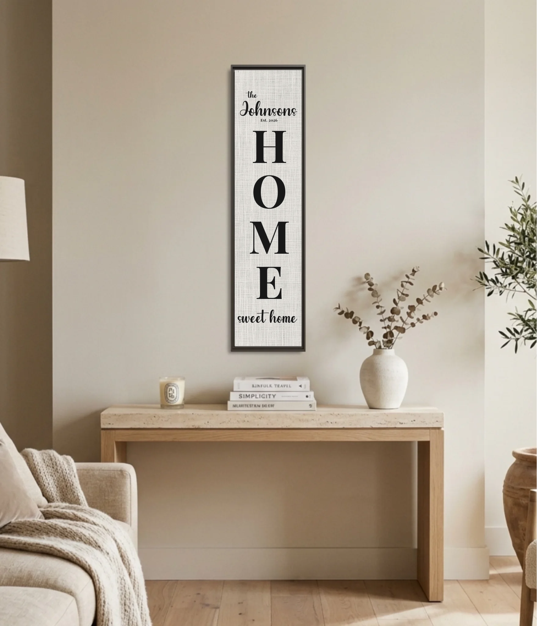 Vertical Espresso Fr on Wall Panoramic 1.3 Canvas Mockup