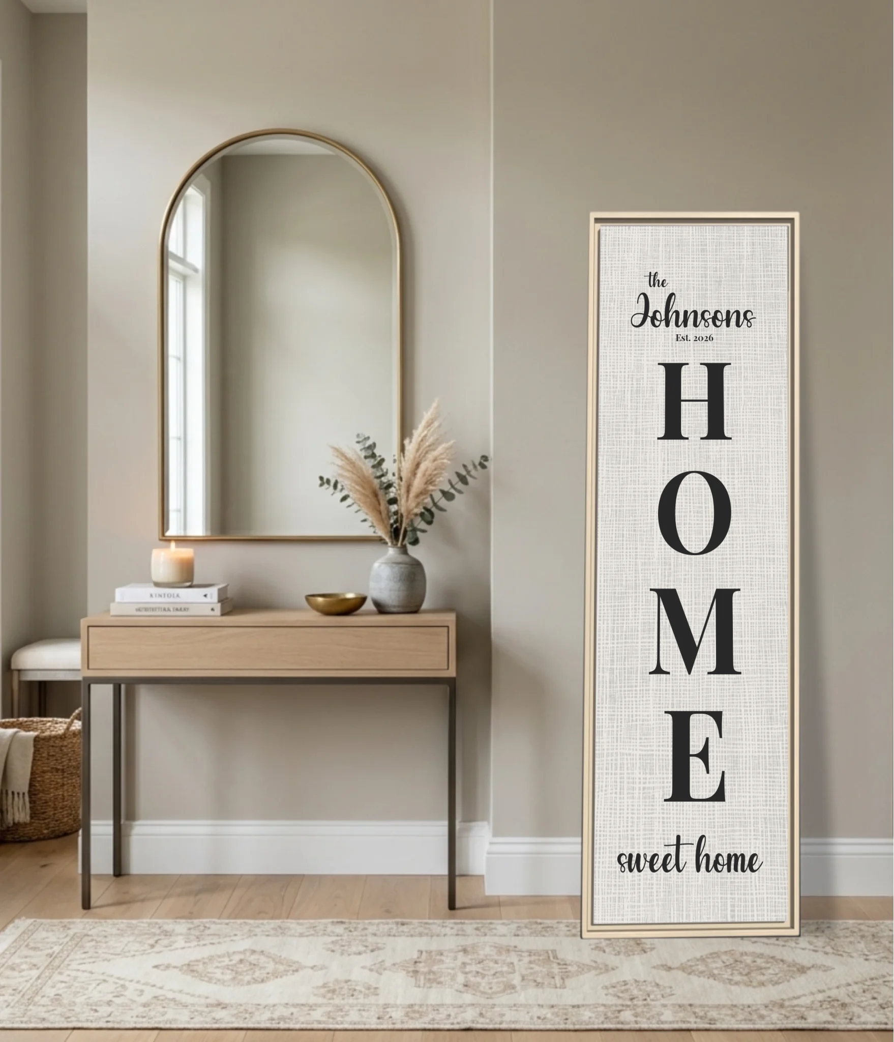 Vertical Natural Framed Panoramic 1.3 Canvas Mockup