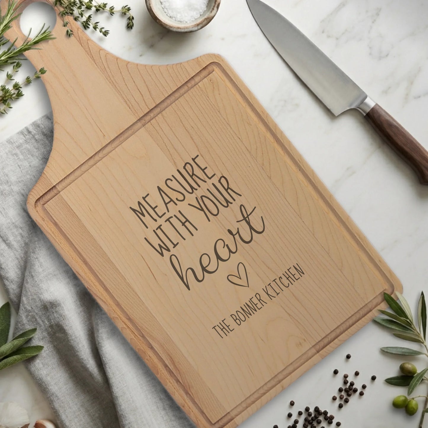 Paddle Cutting Board Maple with Drip for TIB