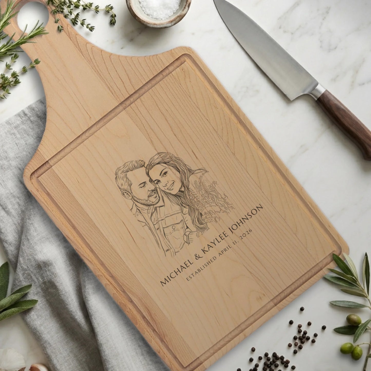Paddle Cutting Board Maple with Drip for TIB