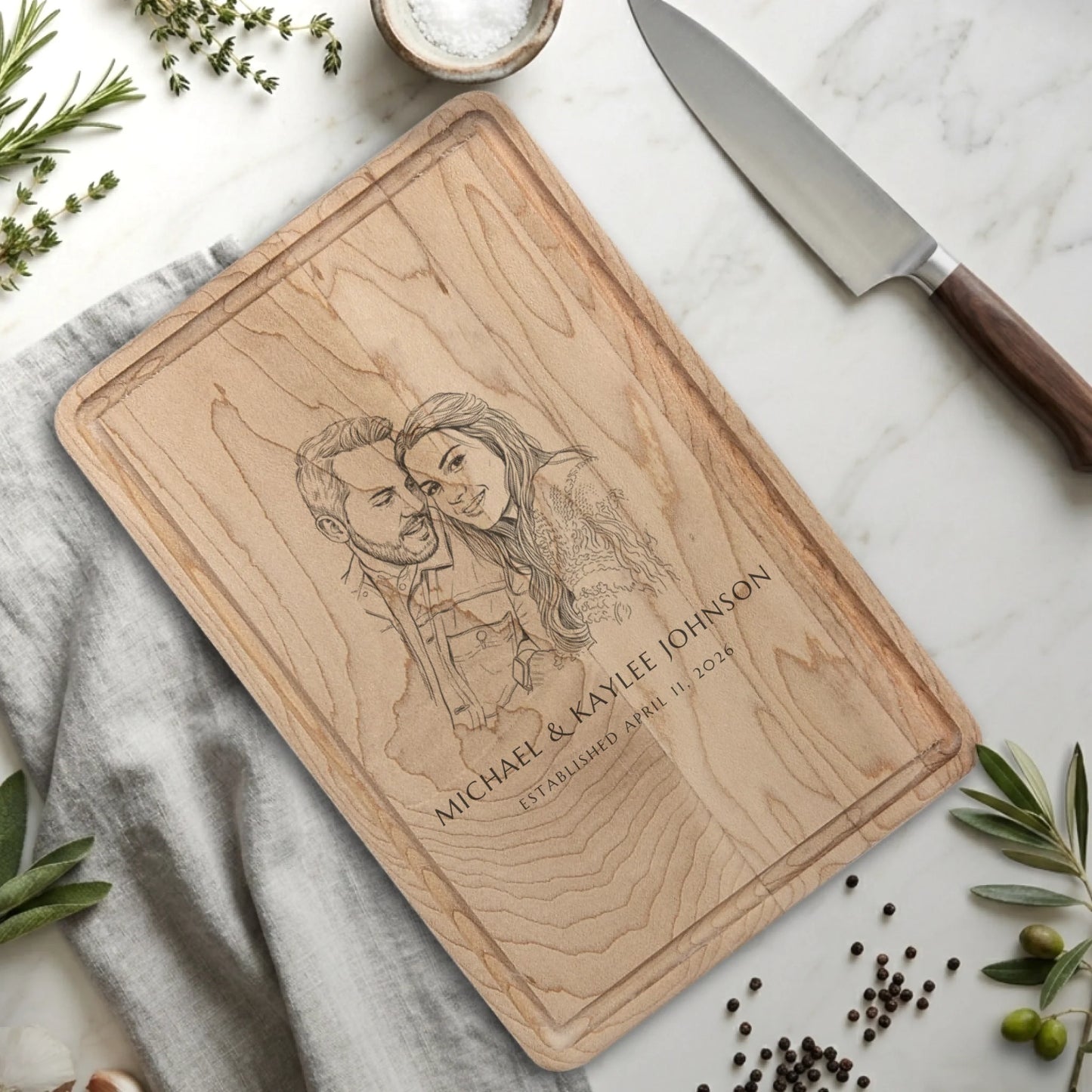 Rectangle Cutting Board with Drip Maple for TIB