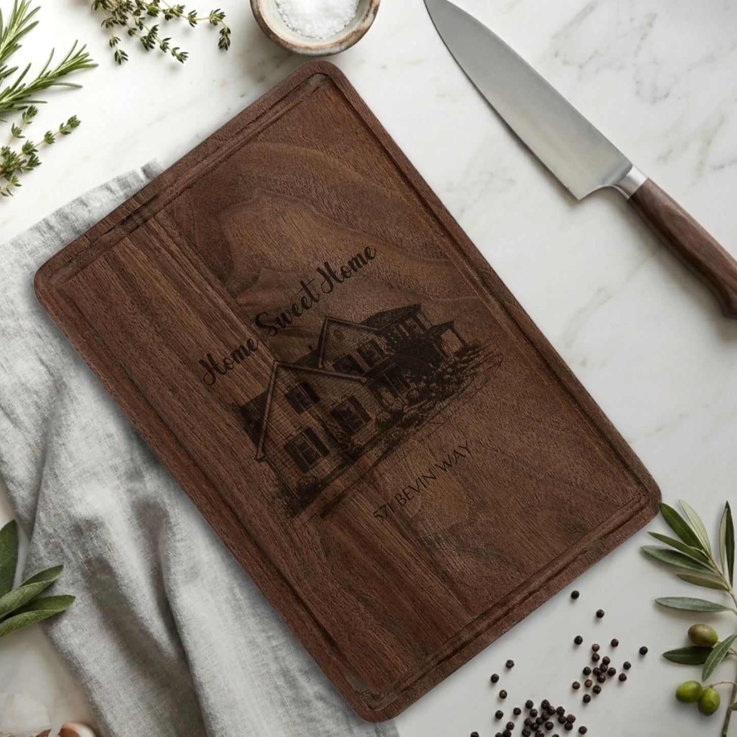 Rectangle Cutting Board Walnut with Drip for TIB
