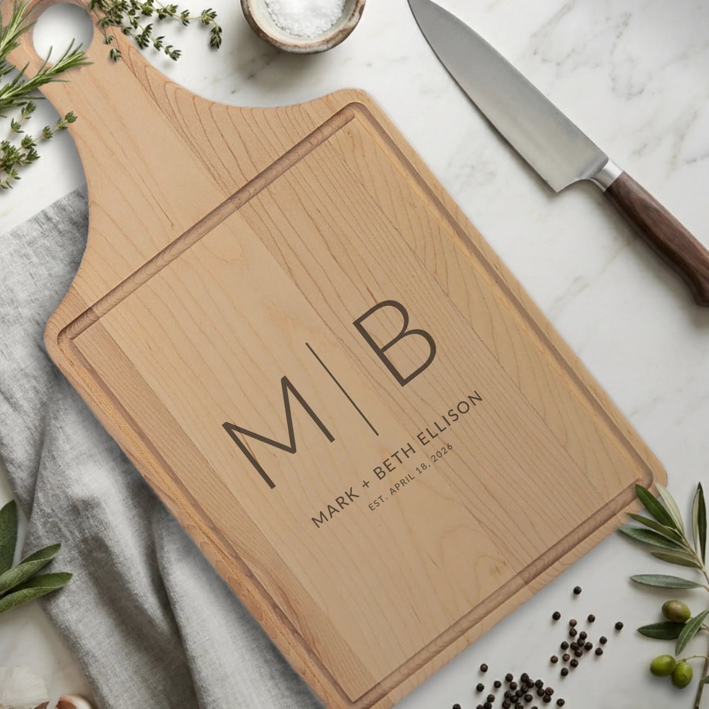 Paddle Cutting Board Maple with Drip for TIB