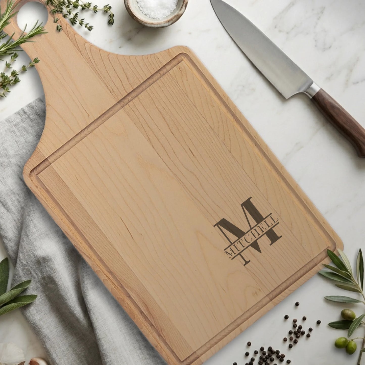 Paddle Cutting Board Maple with Drip for TIB