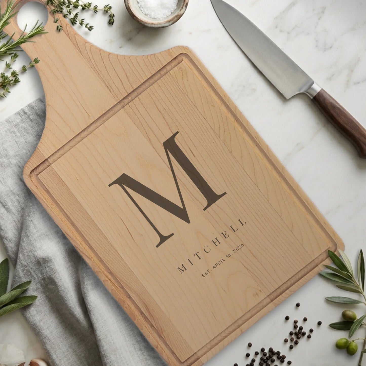Paddle Cutting Board Maple with Drip for TIB