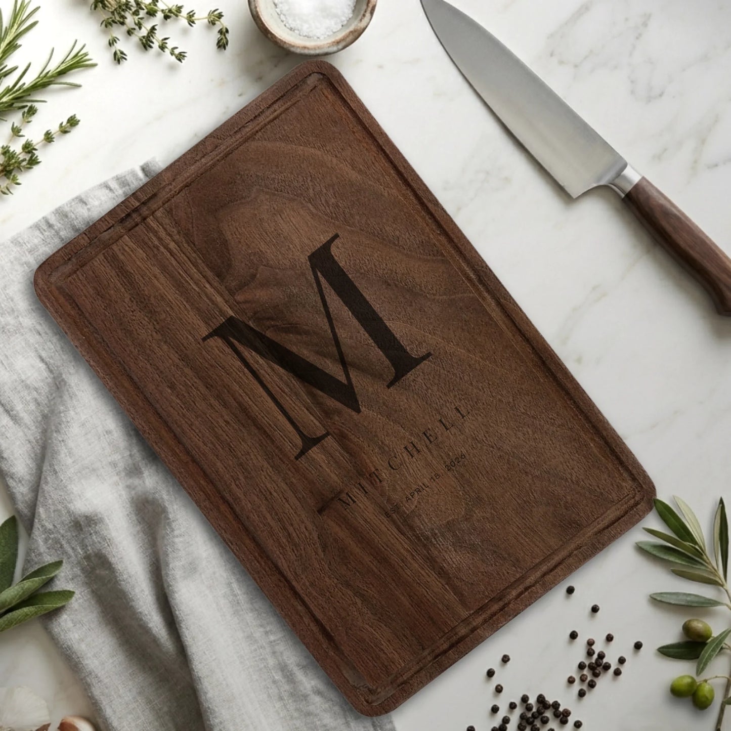 Rectangle Cutting Board Walnut with Drip for TIB