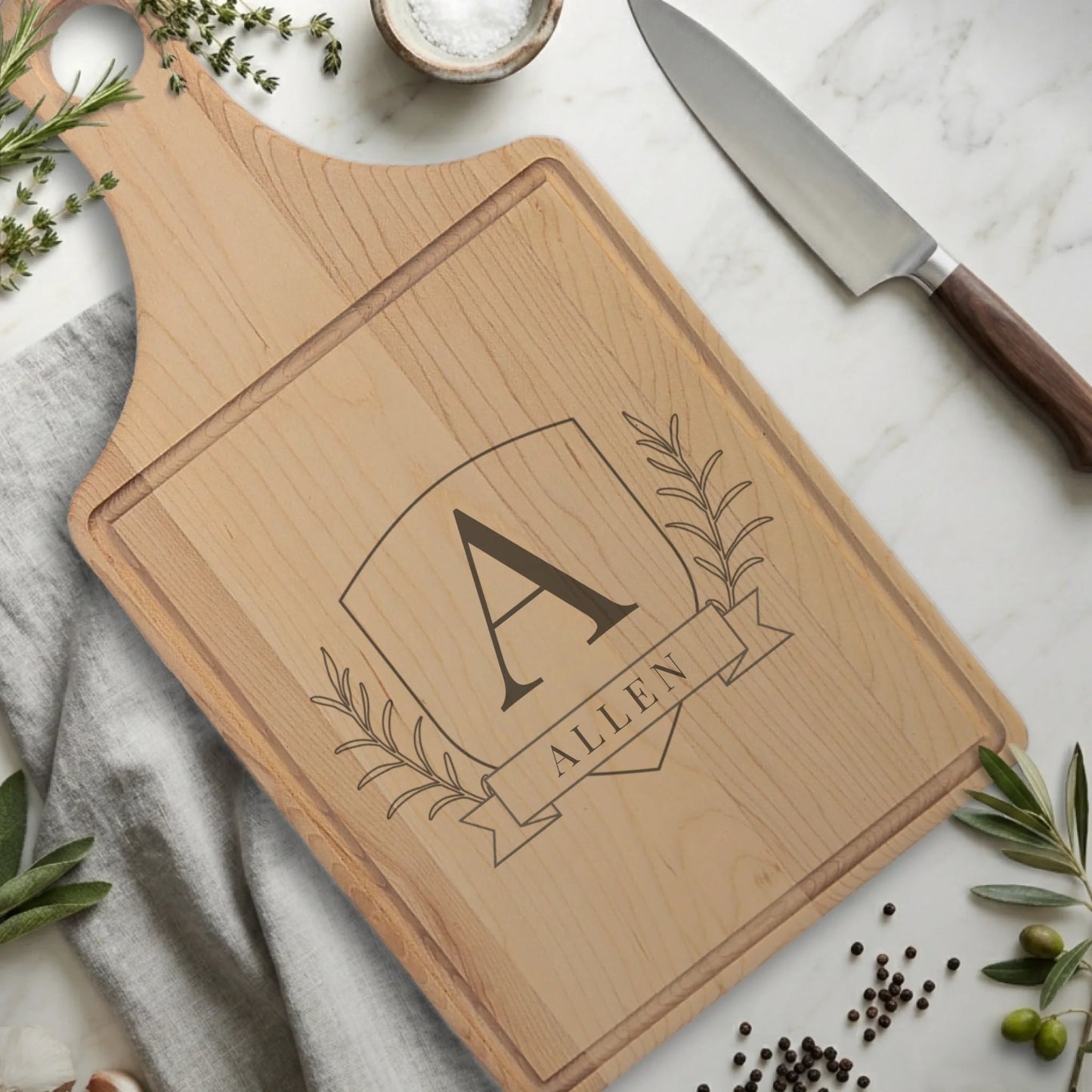 Paddle Cutting Board Maple with Drip for TIB