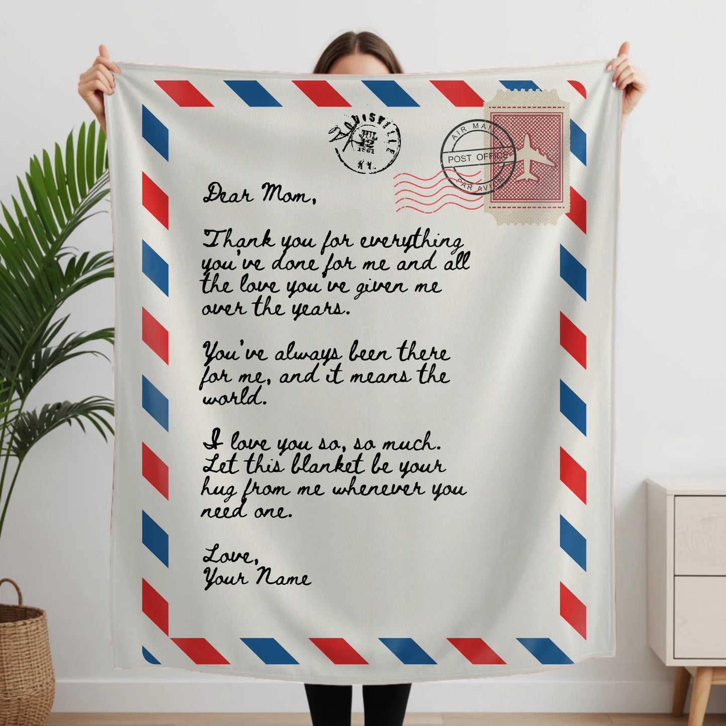 Woman Holding Fleece Blanket Closeup