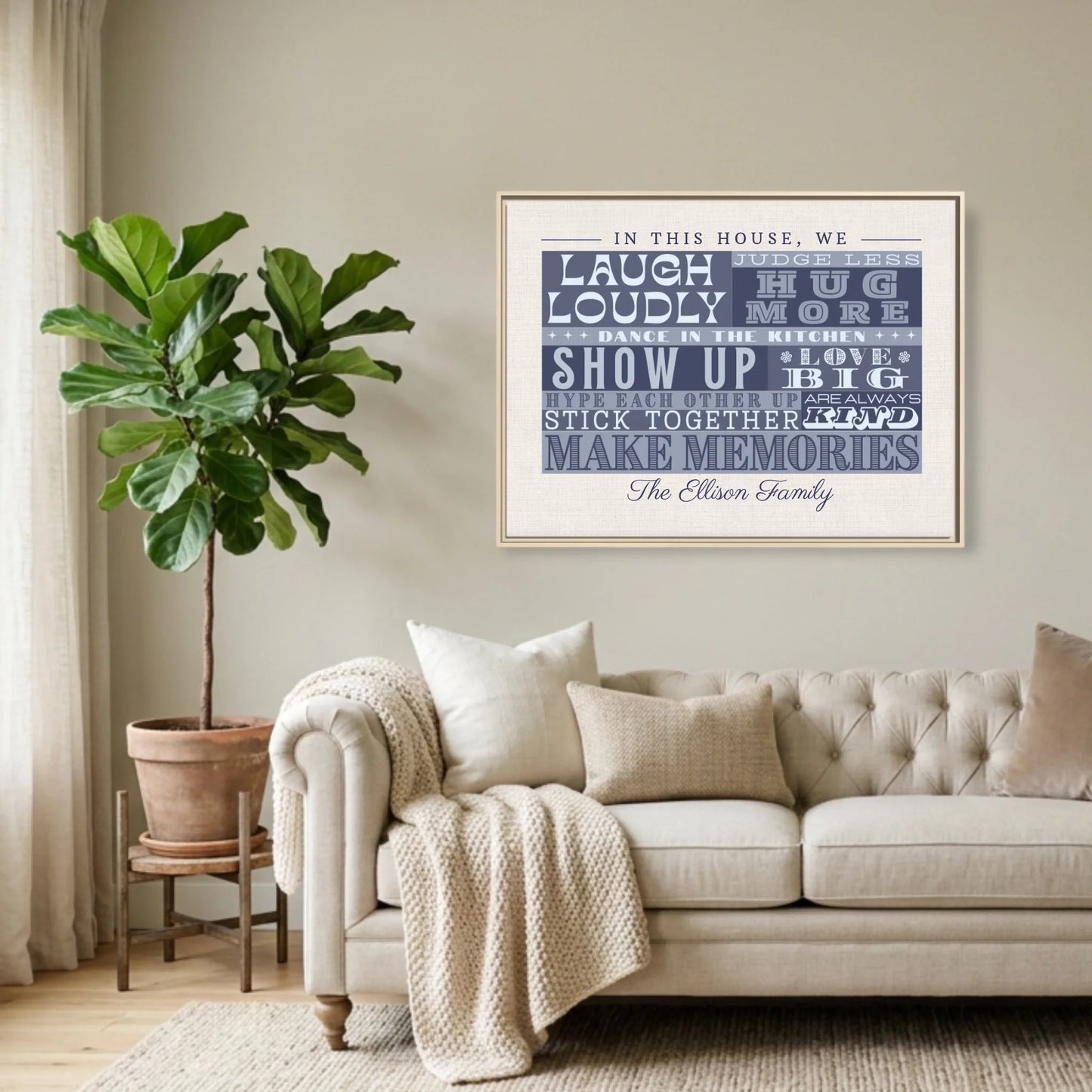 Natural Framed Horizontal 4.3 Rectangular Canvas Lifestyle Mockup