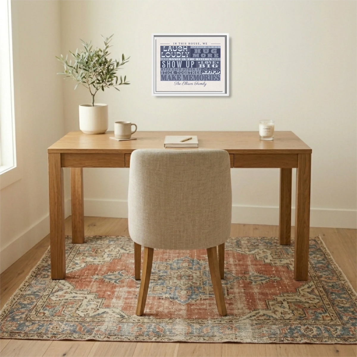 White framed 14.11 Rectangular Canvas Lifestyle Mockup