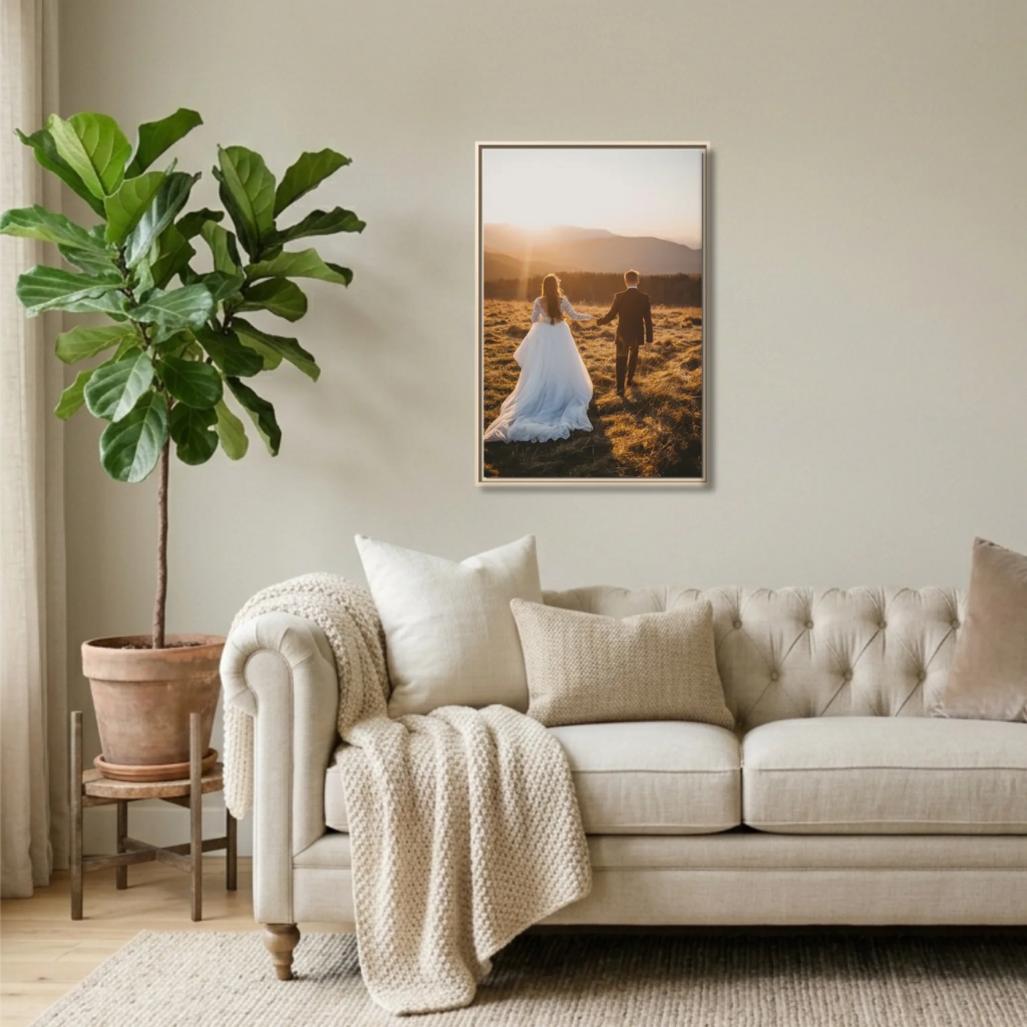 Natural Framed 24x36 Vertical Canvas (2.3) Mockup For TIB