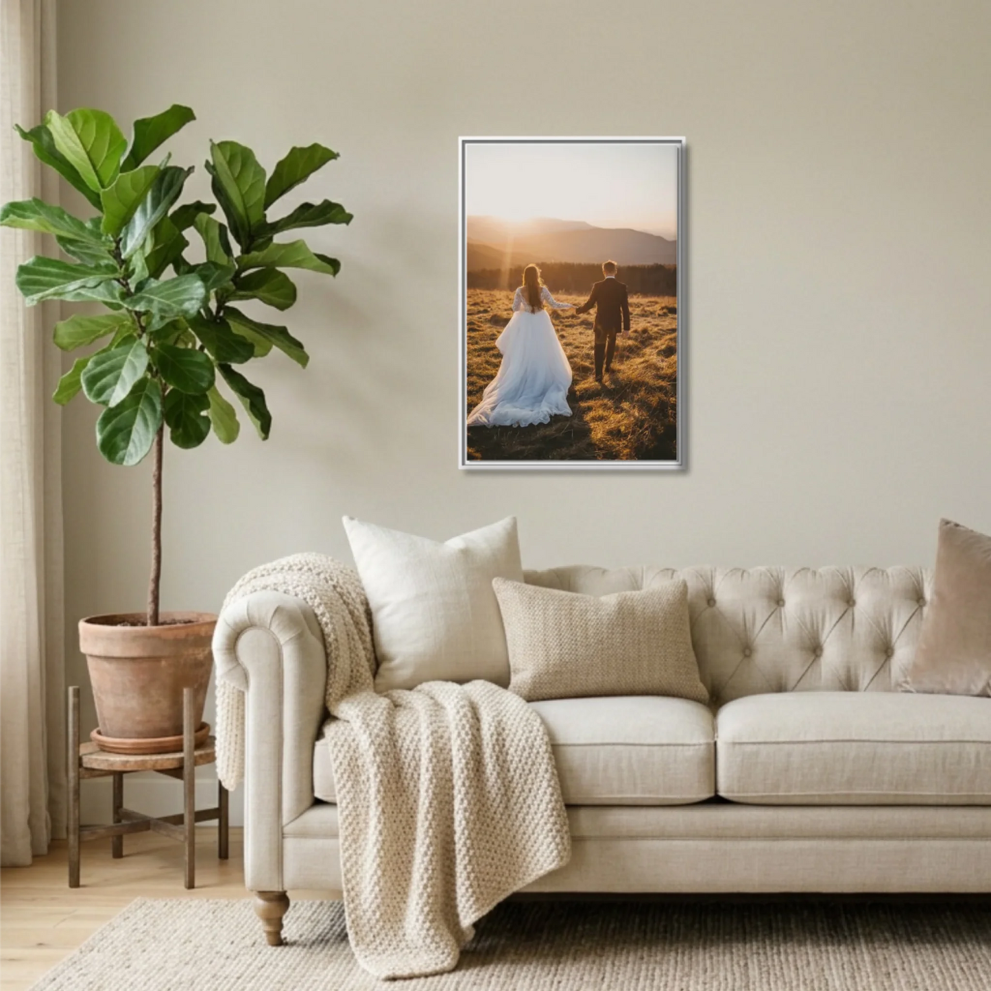 White Framed 24x36 Vertical Canvas (2.3) Mockup For TIB