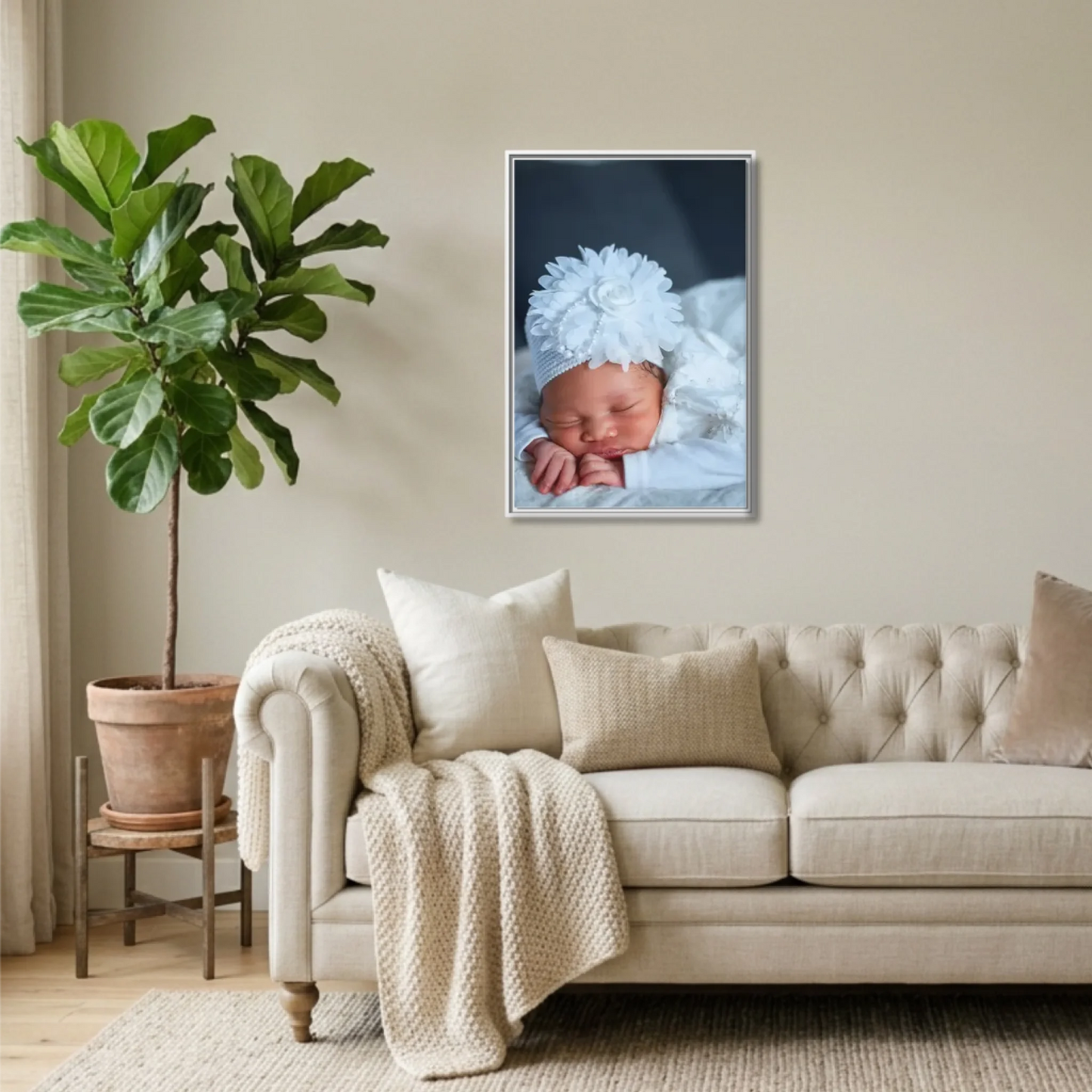 White Framed 24x36 Vertical Canvas (2.3) Mockup For TIB