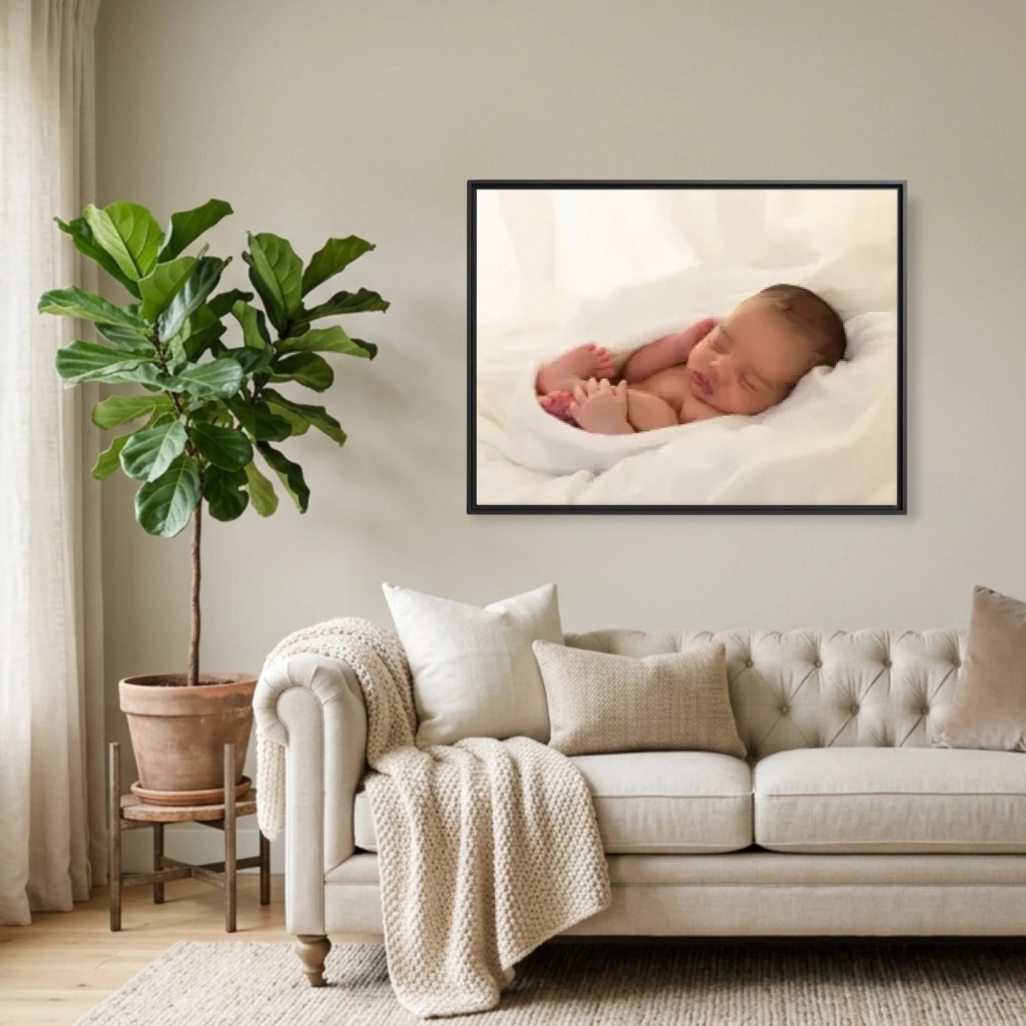 Black Framed Horizontal 4.3 Rectangular Canvas Lifestyle Mockup