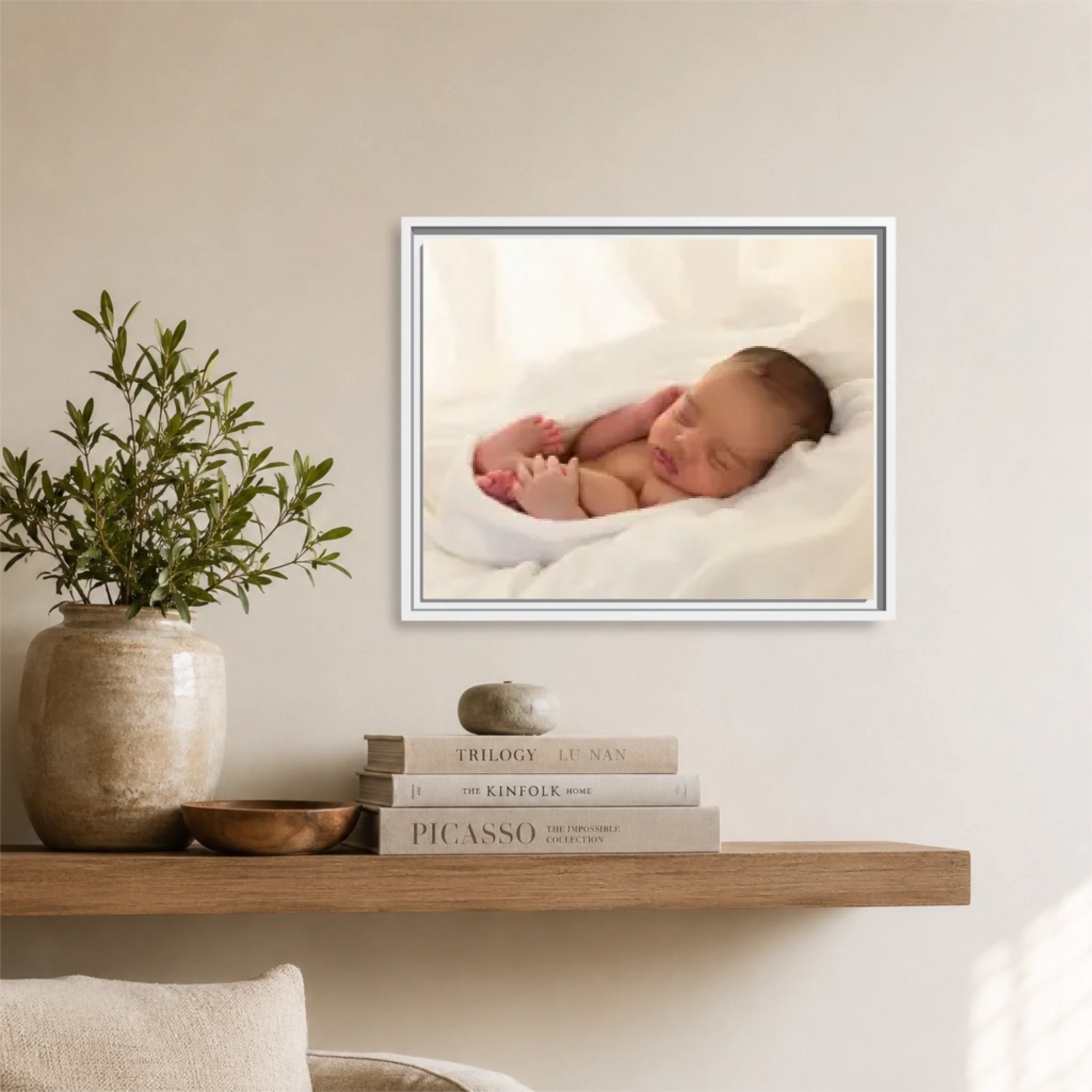 White framed Horizontal 5.4 20x16 Canvas Mockup for TIB