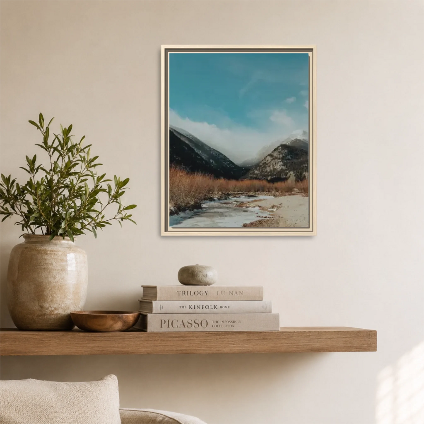 Natural Framed 16x20 Vertical Canvas (4.5) Mockup For TIB
