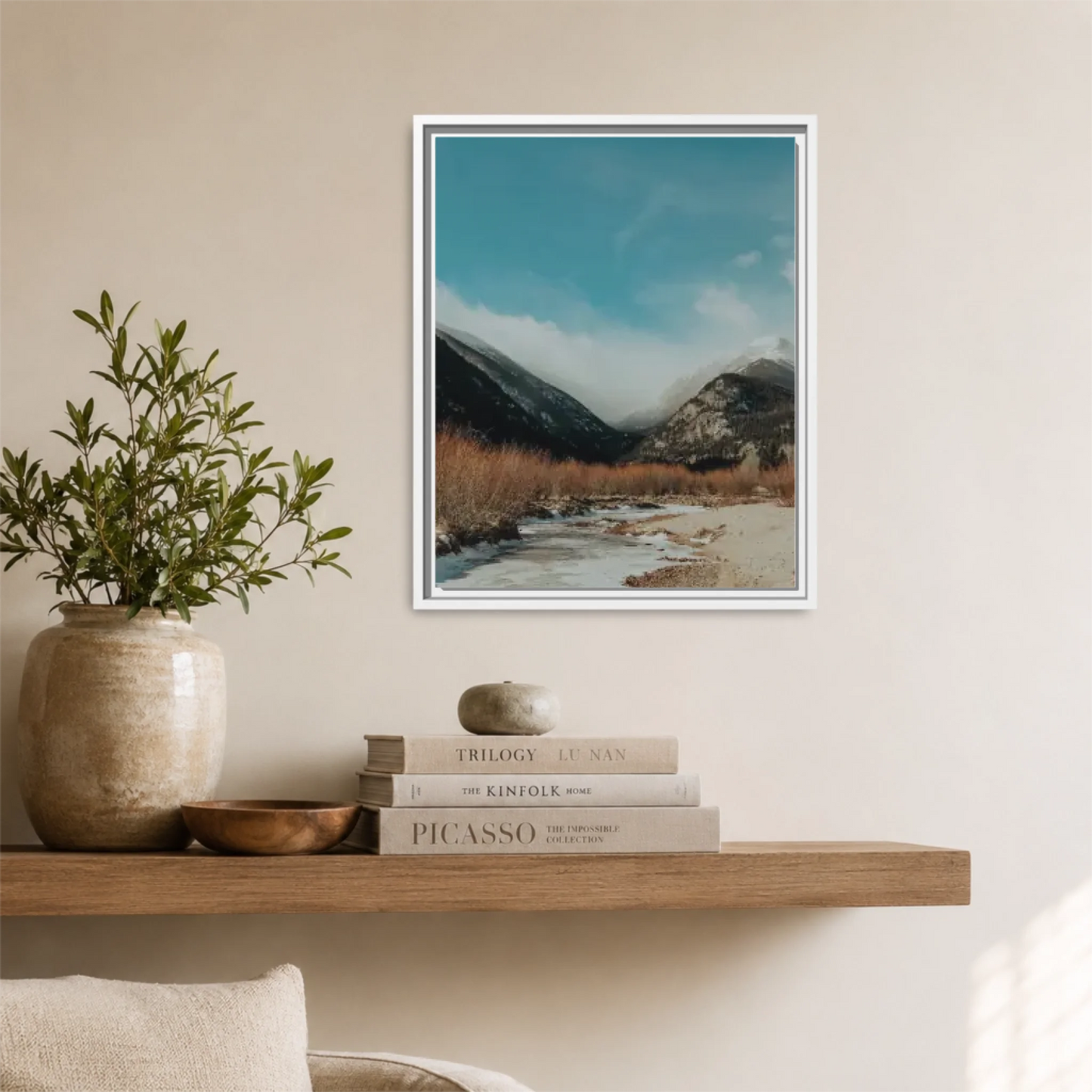 White Framed 16x20 Vertical Canvas (4.5) Mockup For TIB