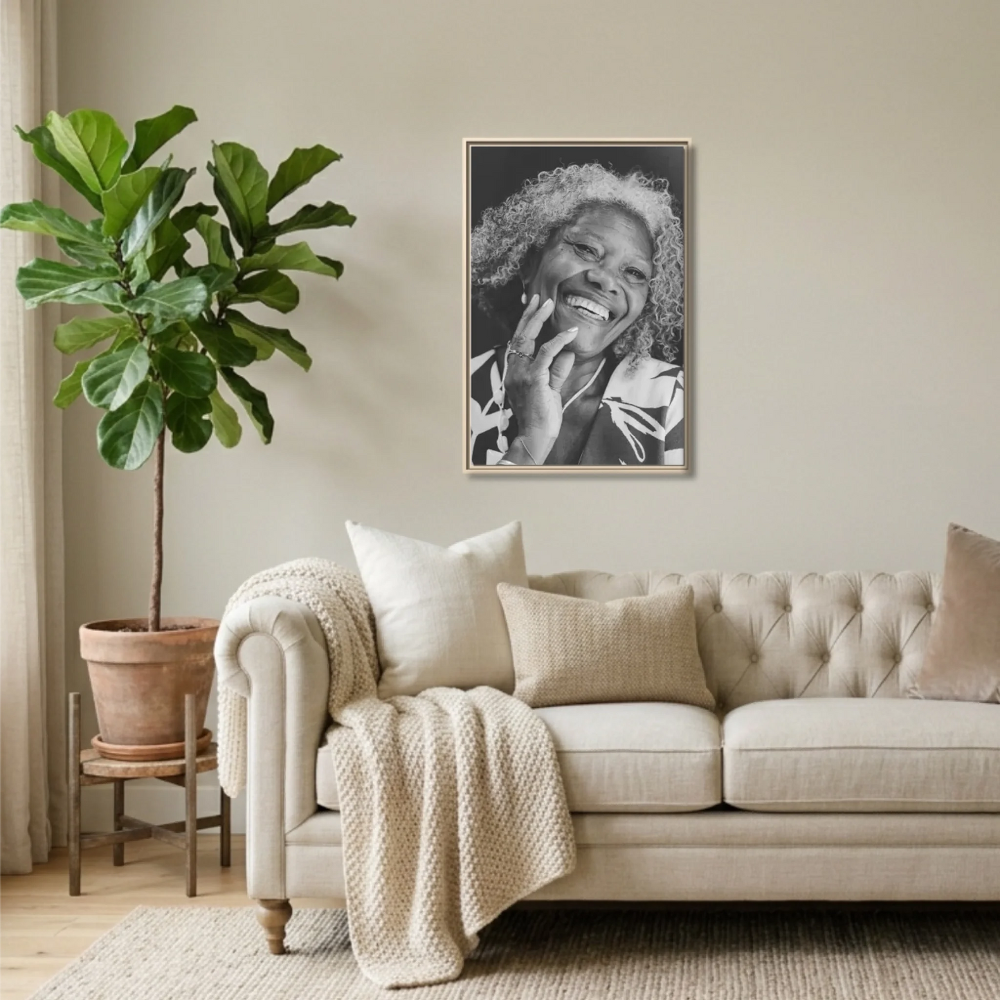 Natural Framed 24x36 Vertical Canvas (2.3) Mockup For TIB