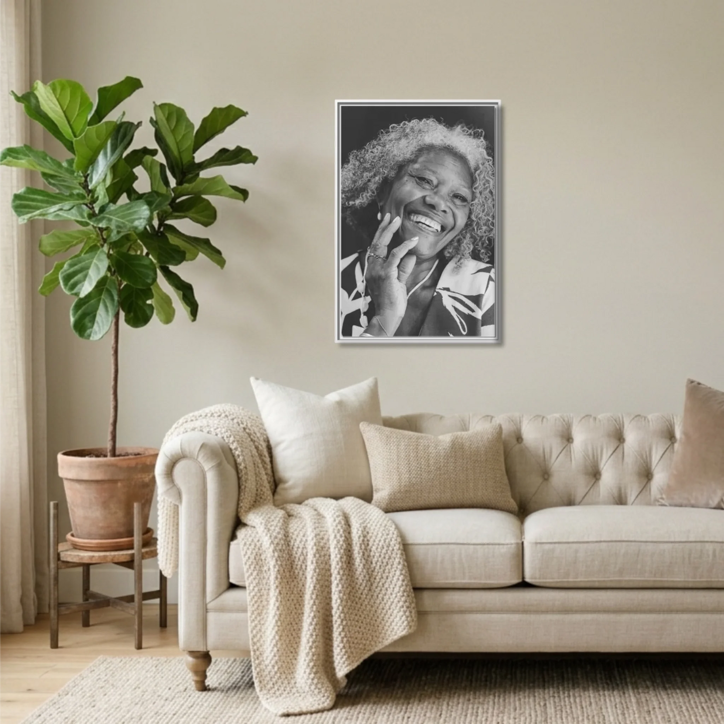 White Framed 24x36 Vertical Canvas (2.3) Mockup For TIB