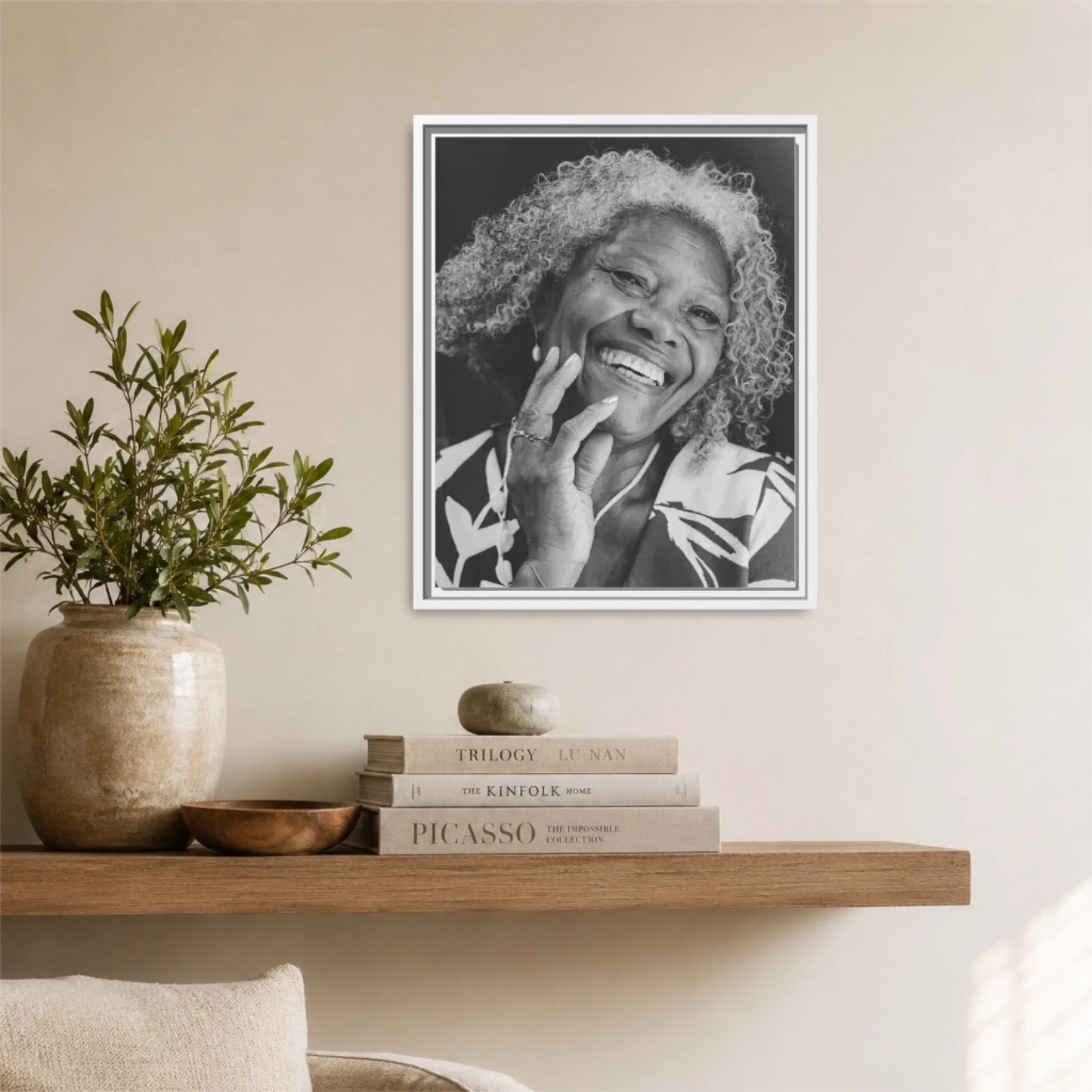White Framed 16x20 Vertical Canvas (4.5) Mockup For TIB