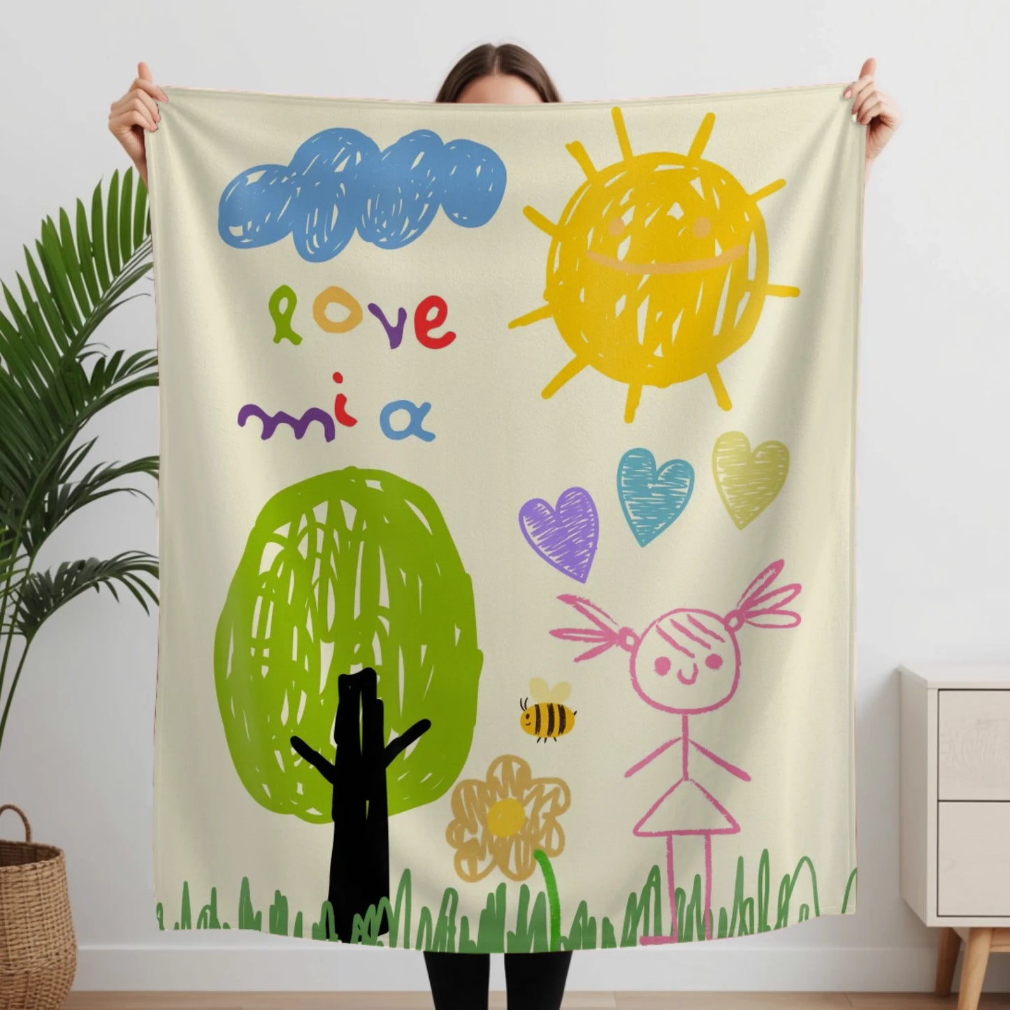 Woman Holding Fleece Blanket Closeup