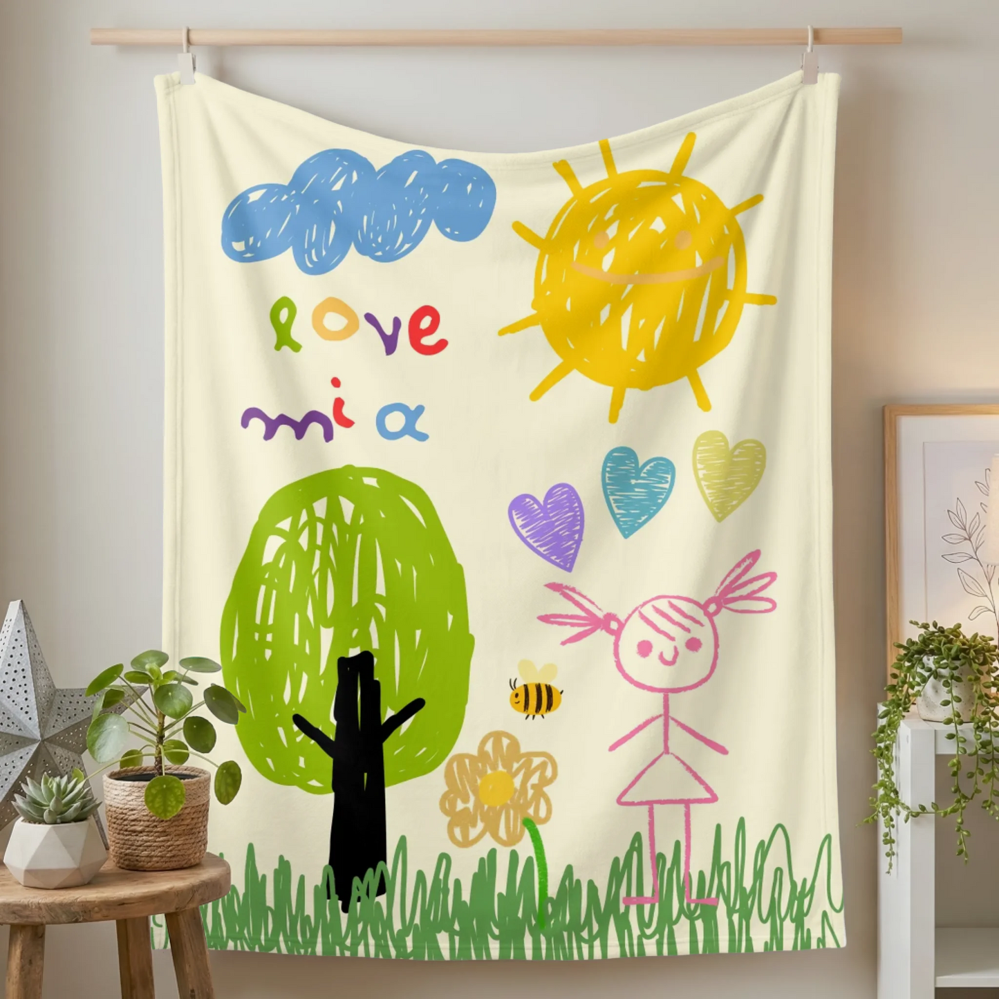 Fleece Blanket Small on Wall Lifestyle Closeup