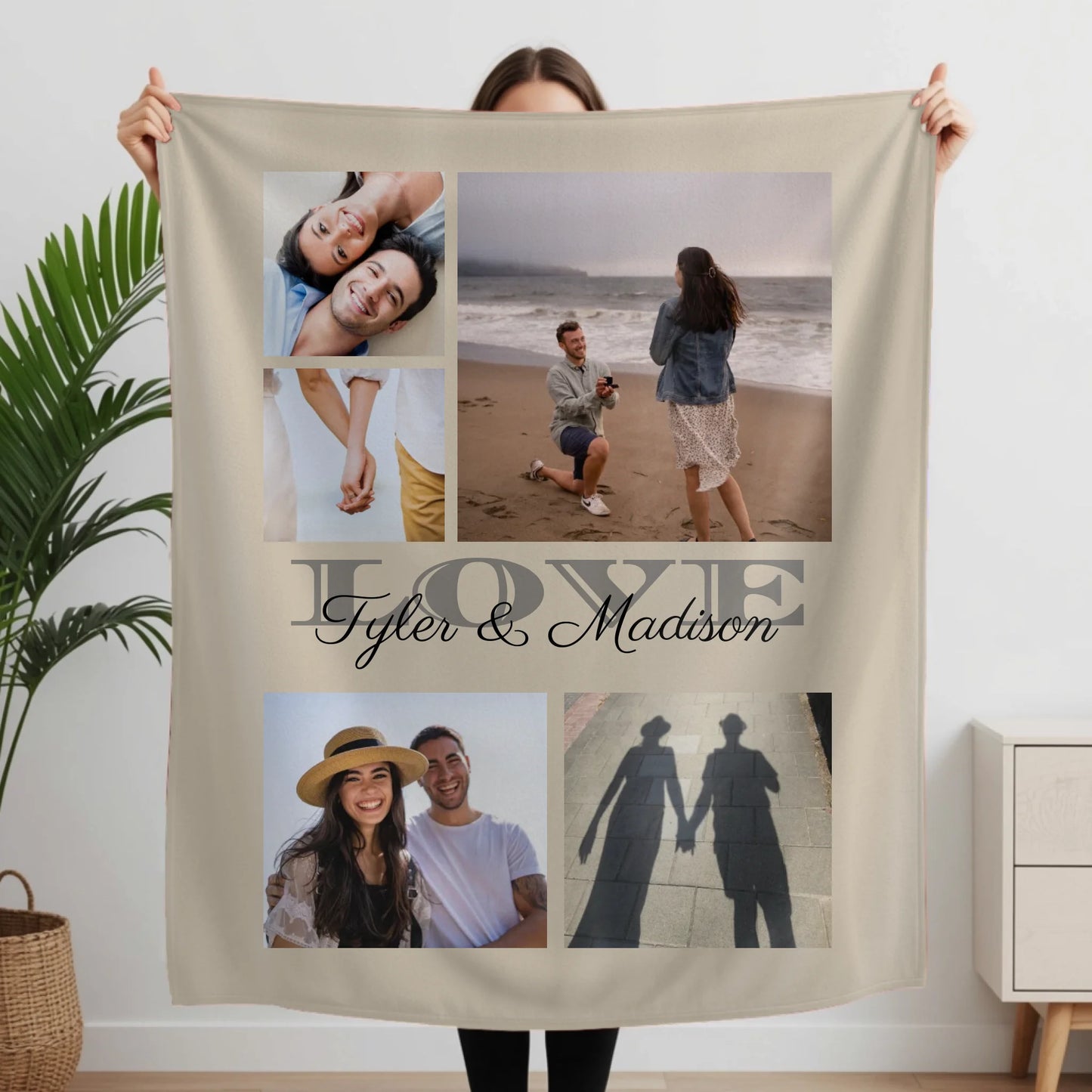 Woman Holding Fleece Blanket Closeup