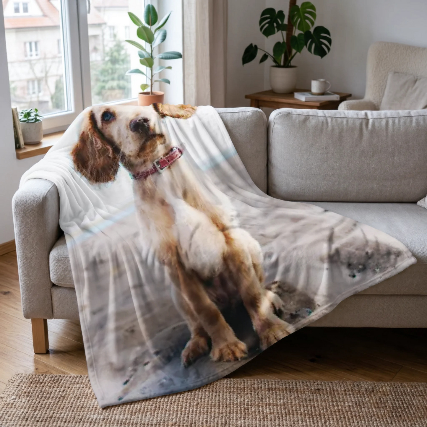 Pet Memorial Photo Blanket with Pet Name, Date/Message - Upload Your Pet's Photo - Personalized