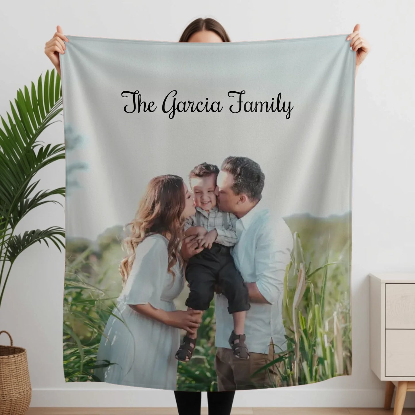Woman Holding Fleece Blanket Closeup