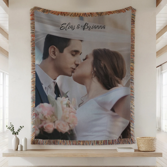 Woven Blanket Lifestyle Closeup Mockup