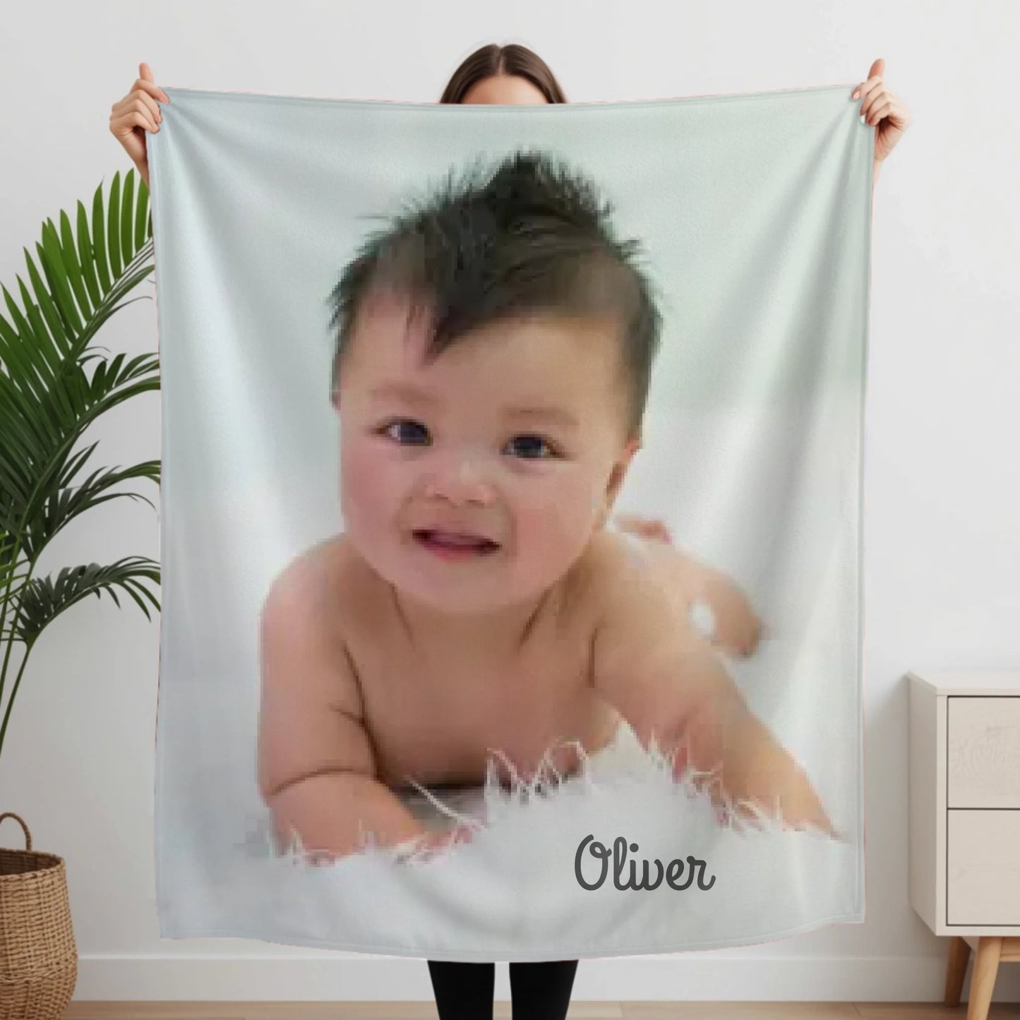 Woman Holding Fleece Blanket Closeup