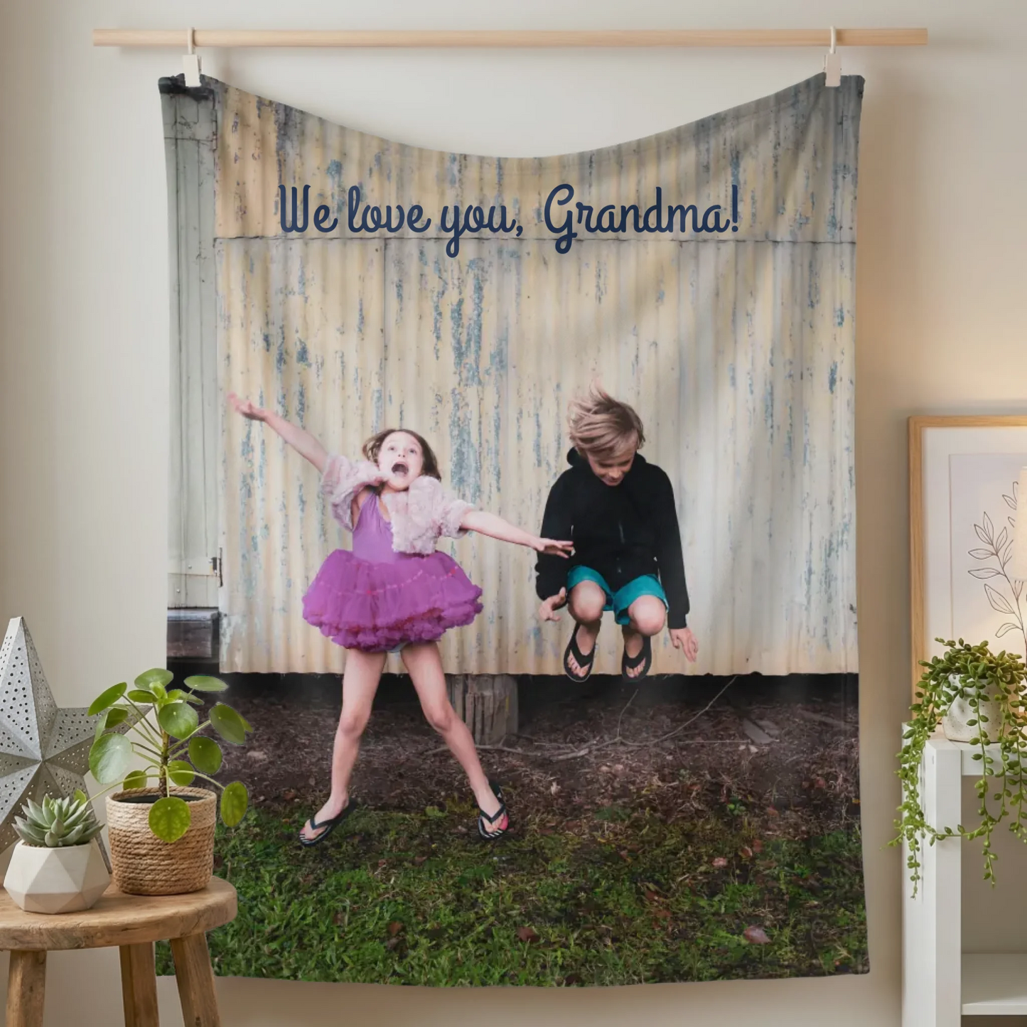 Fleece Blanket Small on Wall Lifestyle Closeup