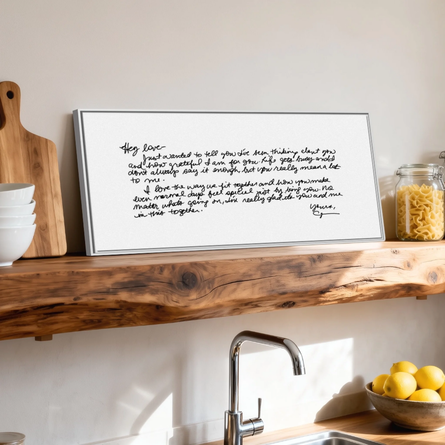 Shelf over kitchen sink white framed wide format 2.1