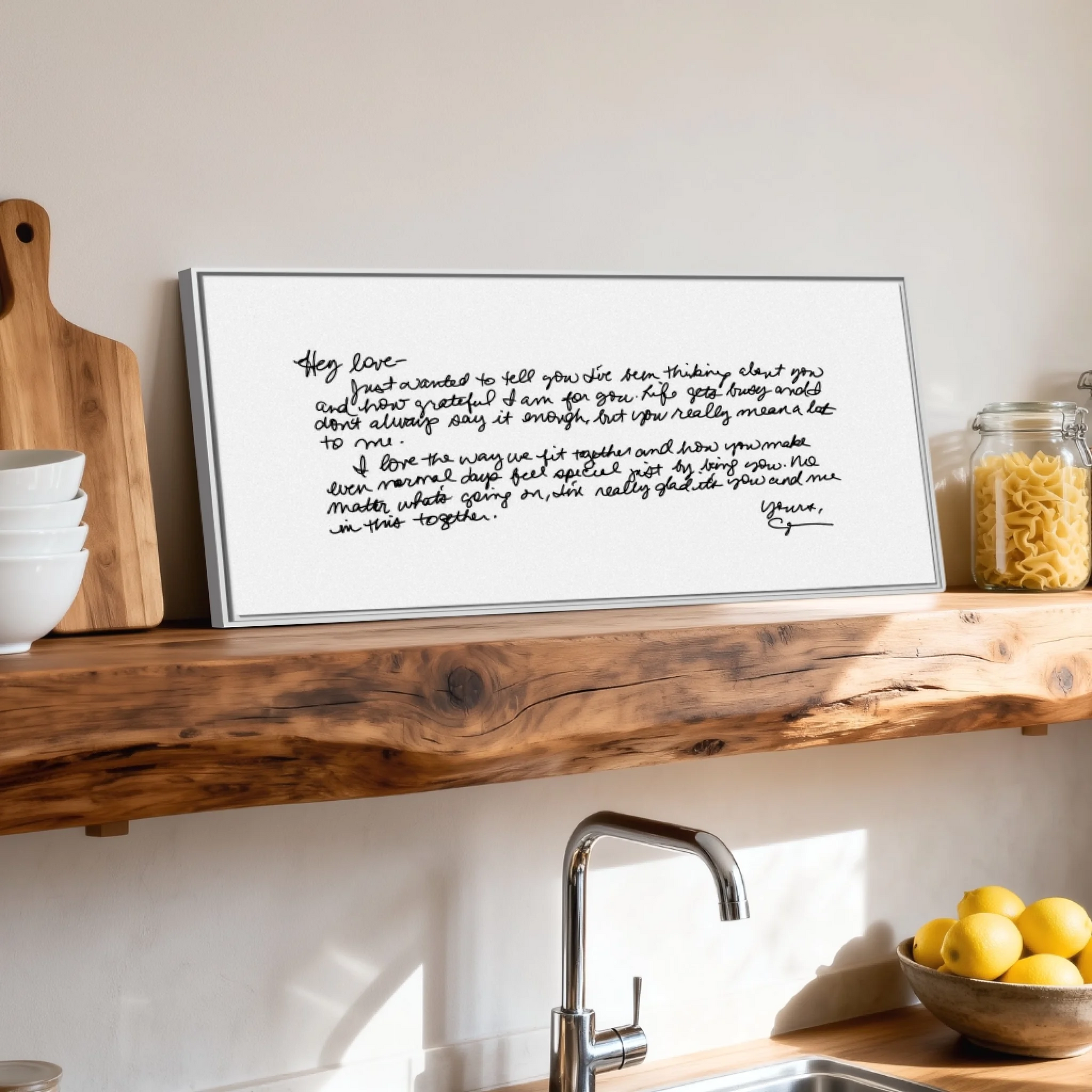 Shelf over kitchen sink white framed wide format 2.1